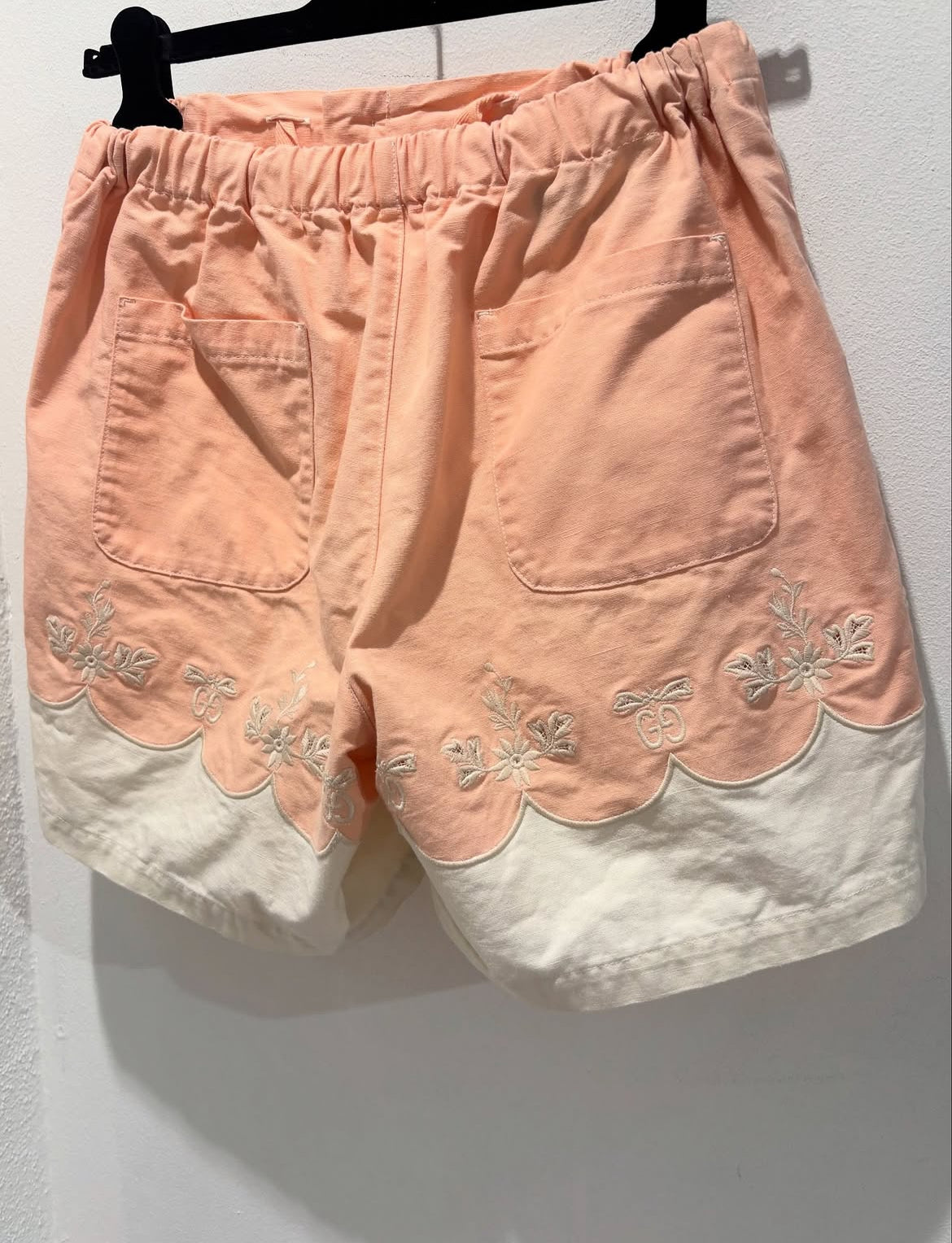 Gucci - shorts - elastic waist - Peach & ecru - S/M