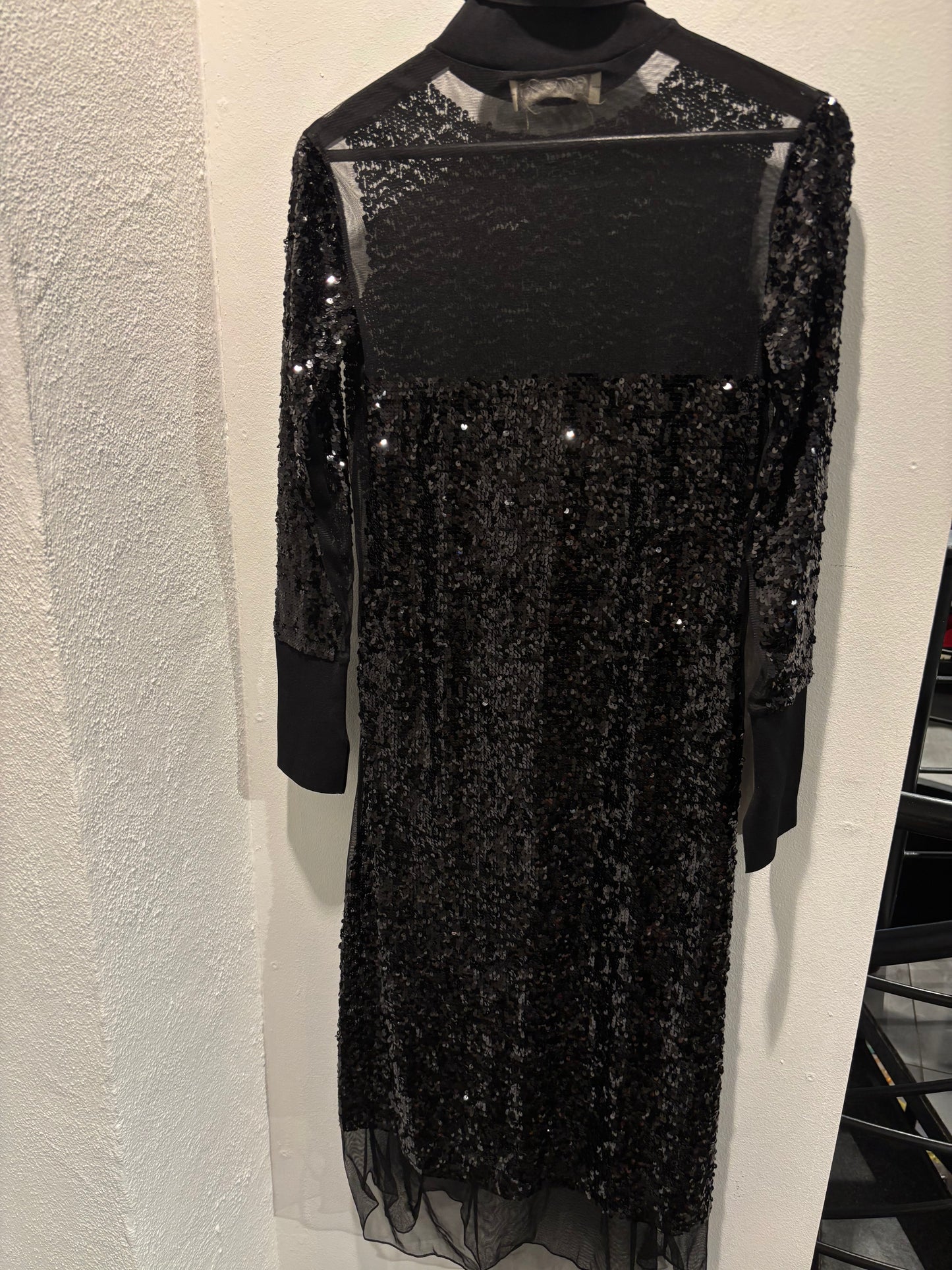 Malene Birger - Black paillet dress - long sleeves - S - Medinas Wardrobe