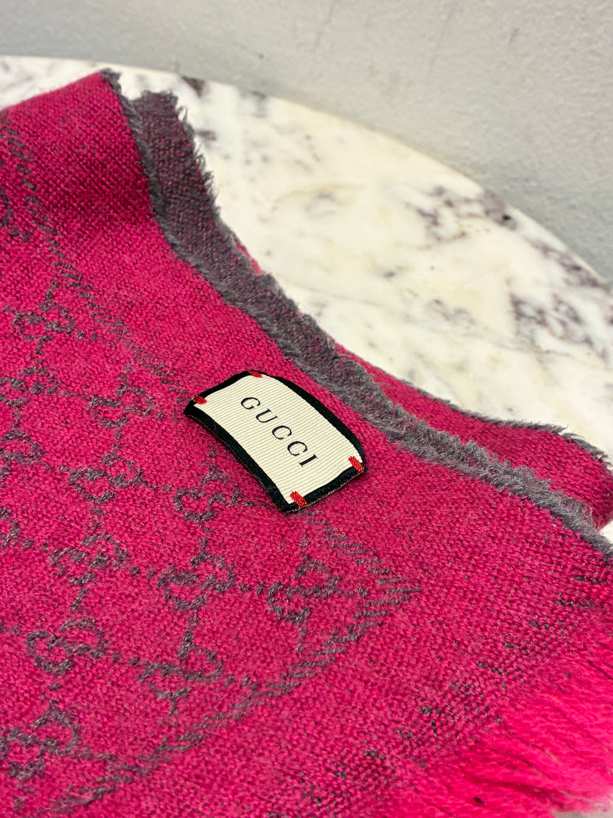 Gucci Monogram Scarf - Grey & Pink