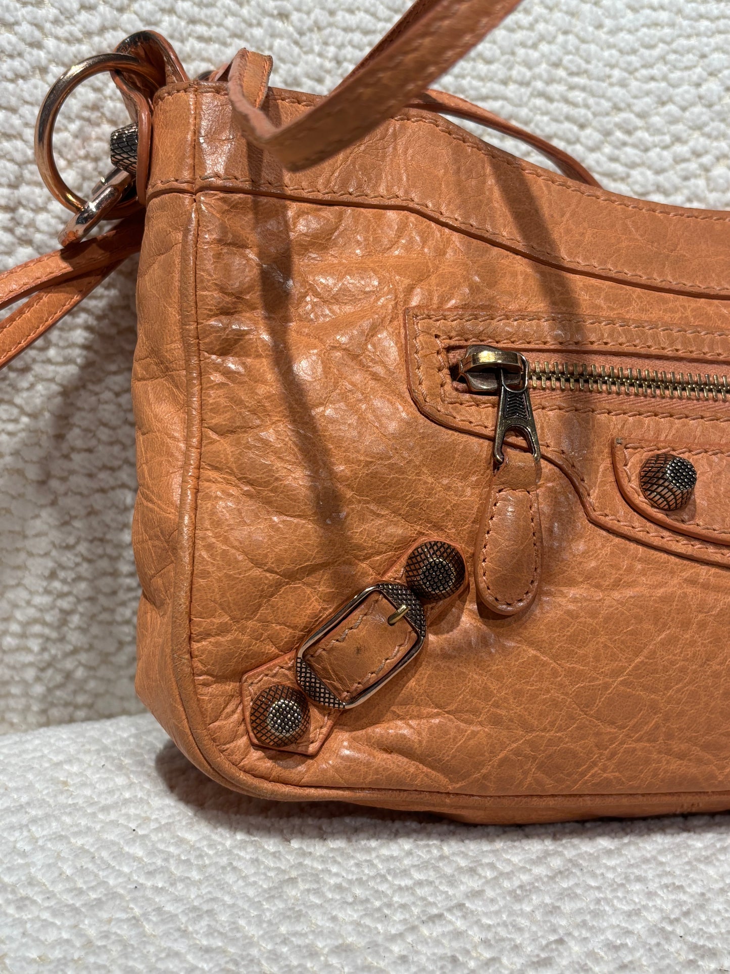 Balenciaga - Mini Crossbody City Bag - Peach/Orange Leather