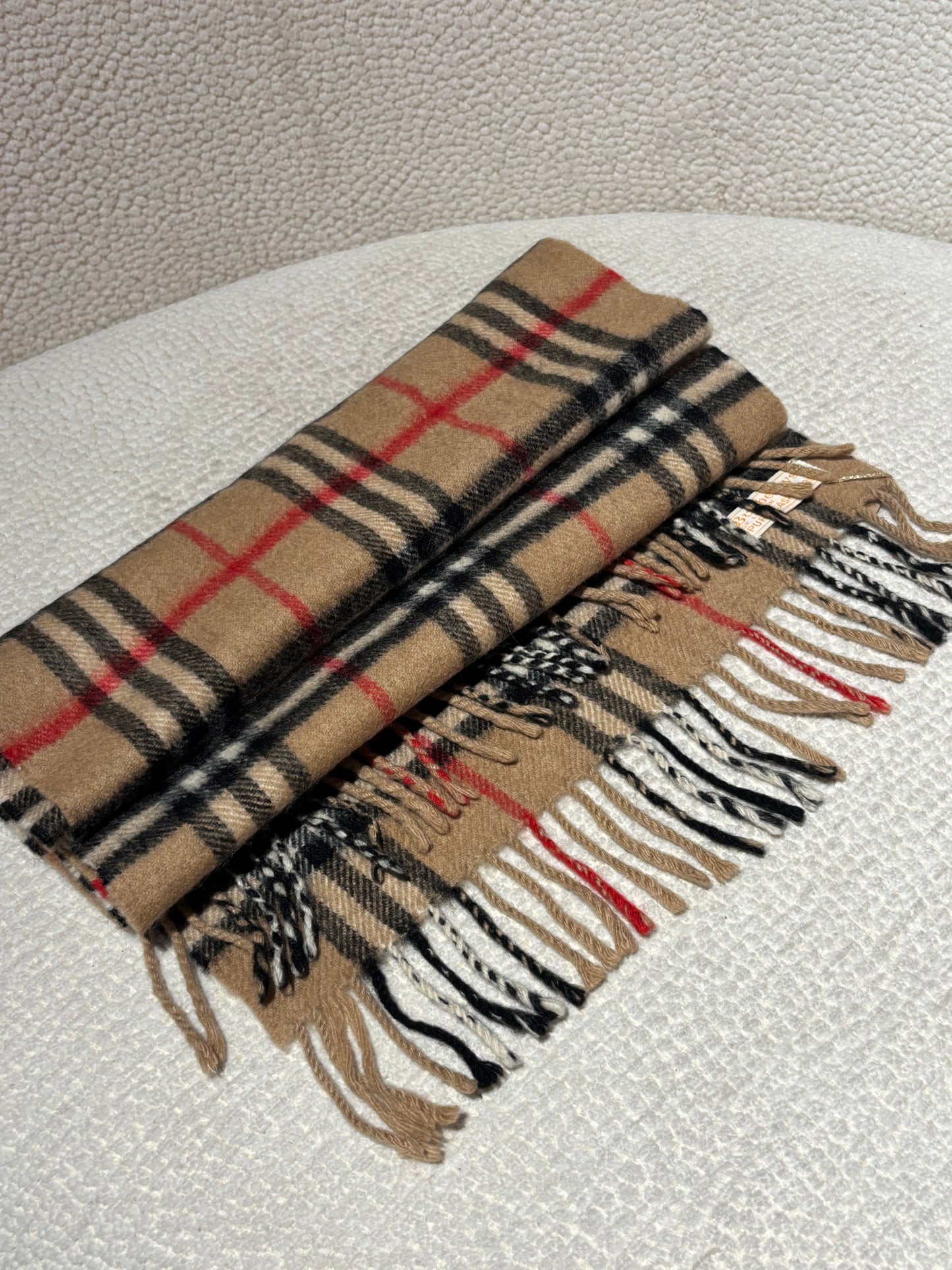 Burberry Cashmere Scarf – Brown, Black & Red