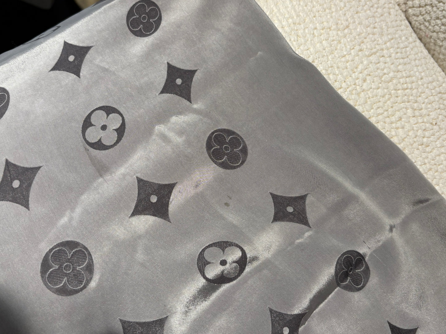 Vintage Louis Vuitton Silk Scarf - Double Sided in Grey with Monogram