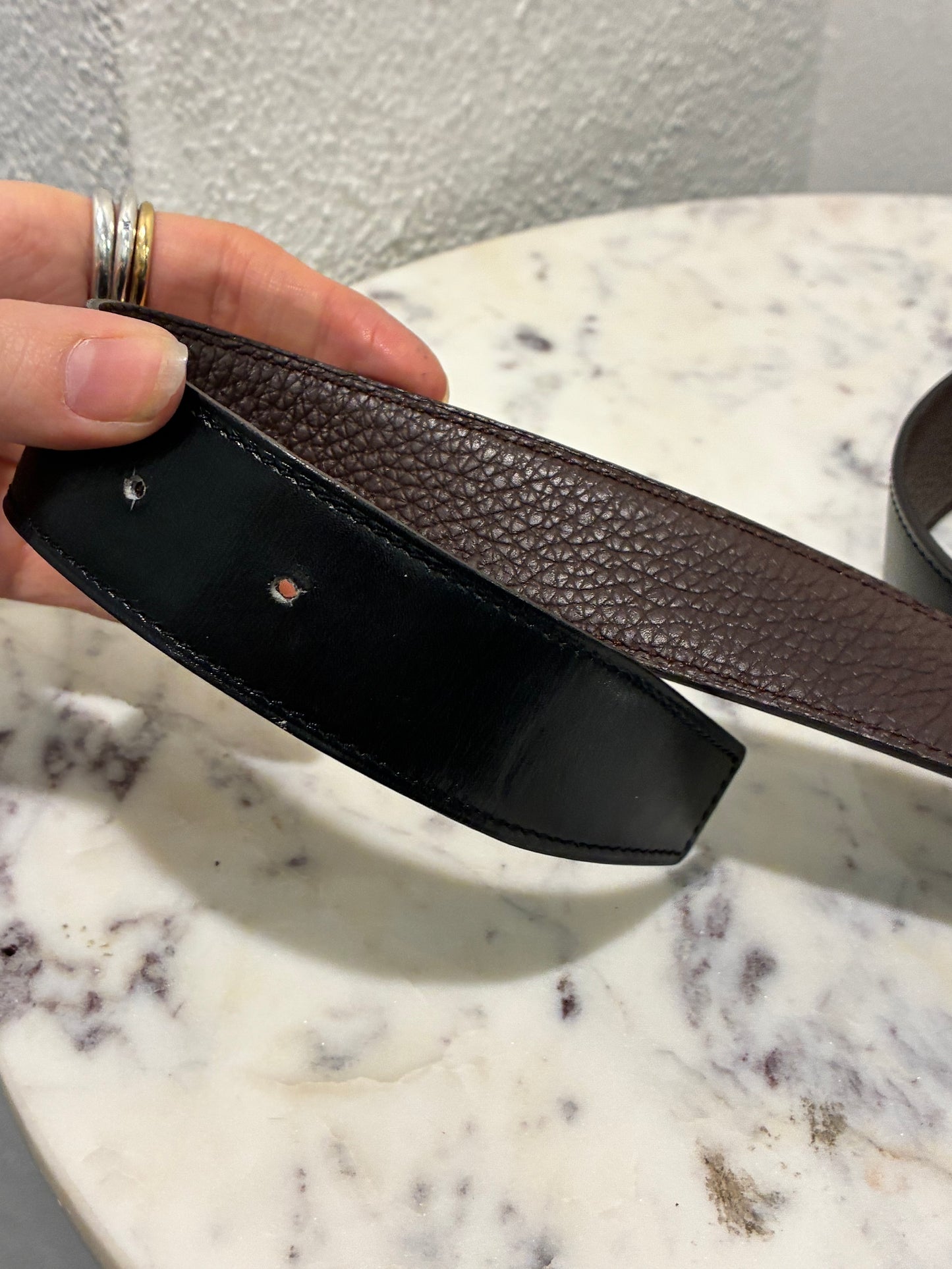 Hermès Reversible H-Belt – Size 85 - Medina’s Wardrobe