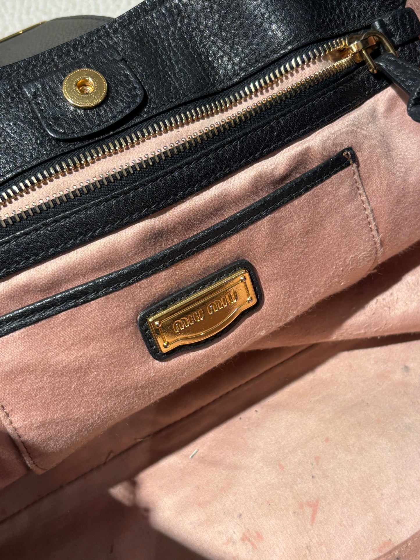 Miu Miu - Vitello Caribu Tote - Black Leather & Gold Hardware