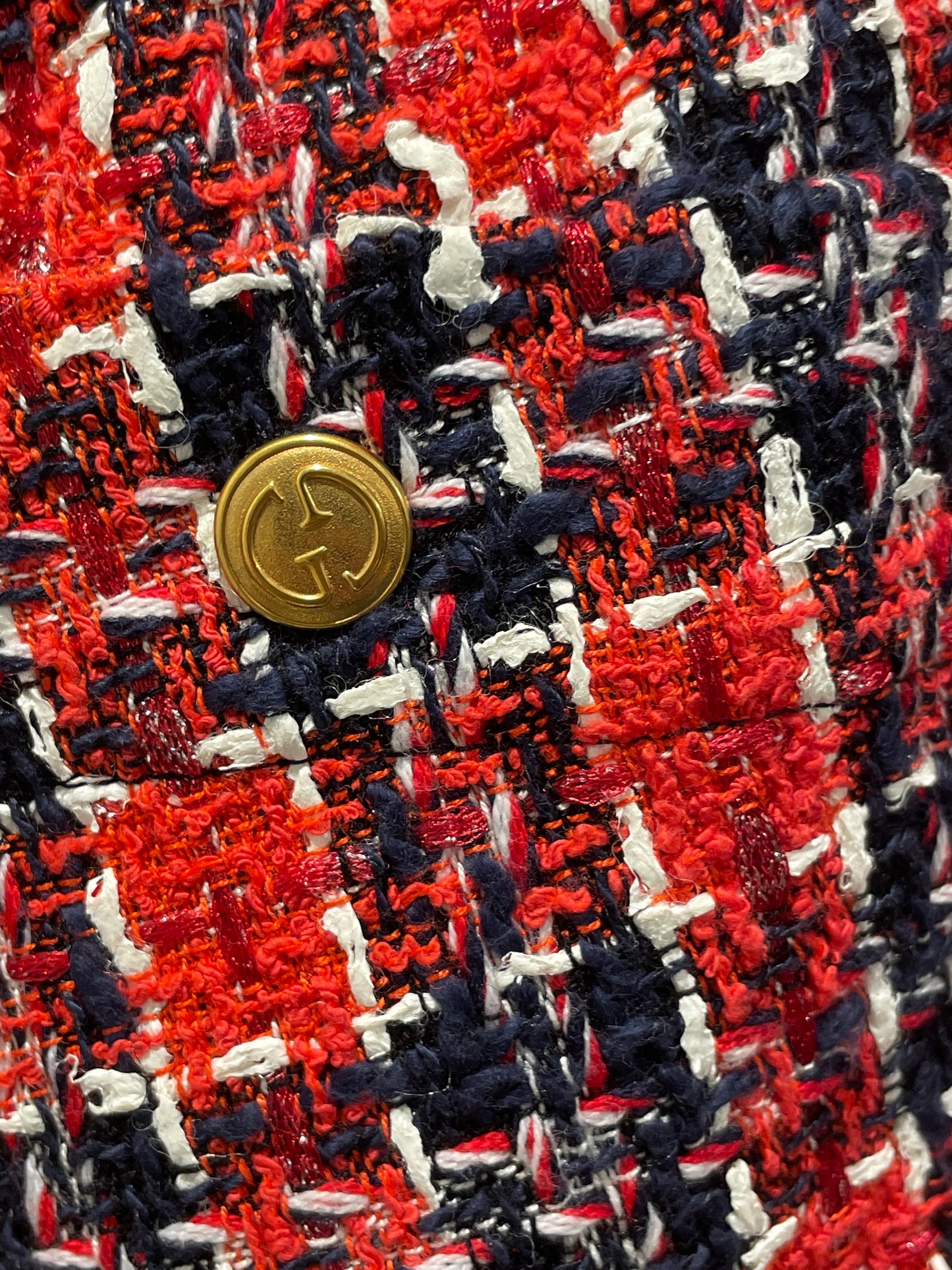 Gucci - Bouclé / tweed shorts - blue / red - S/M - Medinas Wardrobe