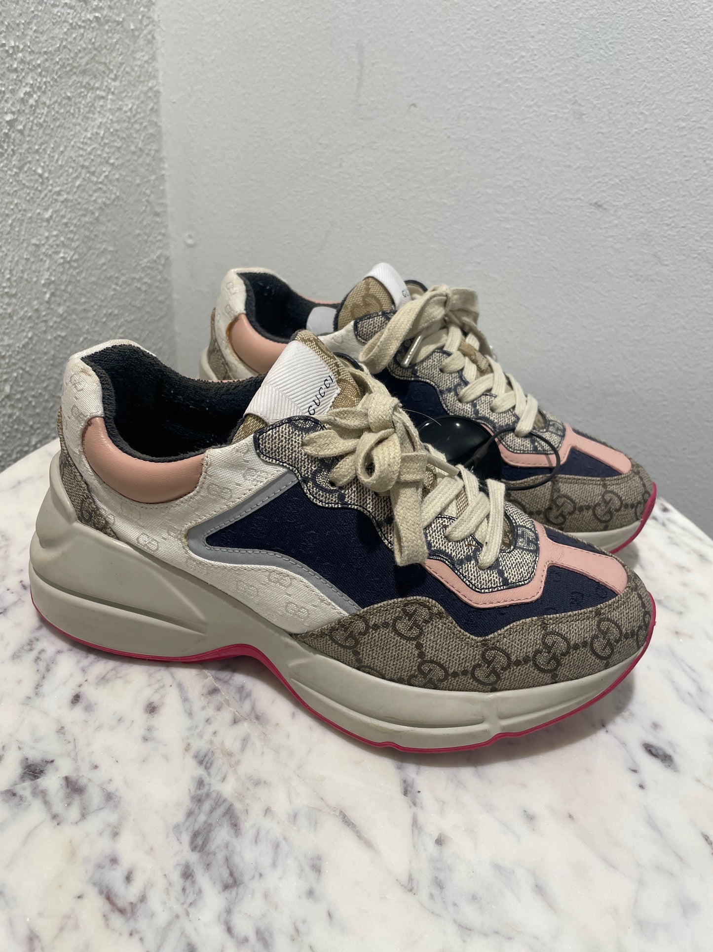 Gucci Rhyton Sneakers – Leather & Multicolour Details - 35
