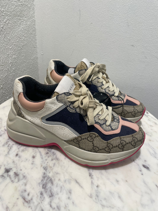 Gucci Rhyton Sneakers – Leather & Multicolour Details - 35