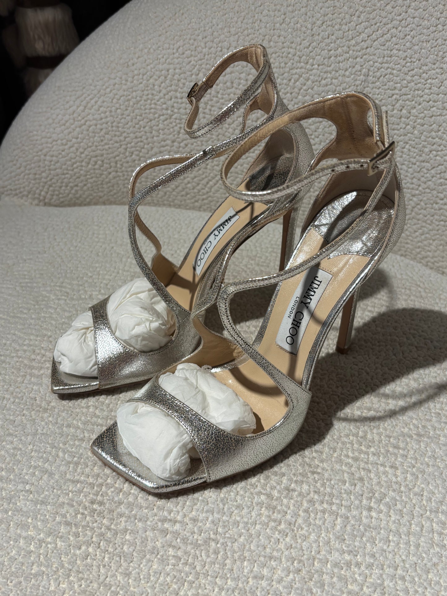 Jimmy Choo Heels – Silver Leather - EU 39