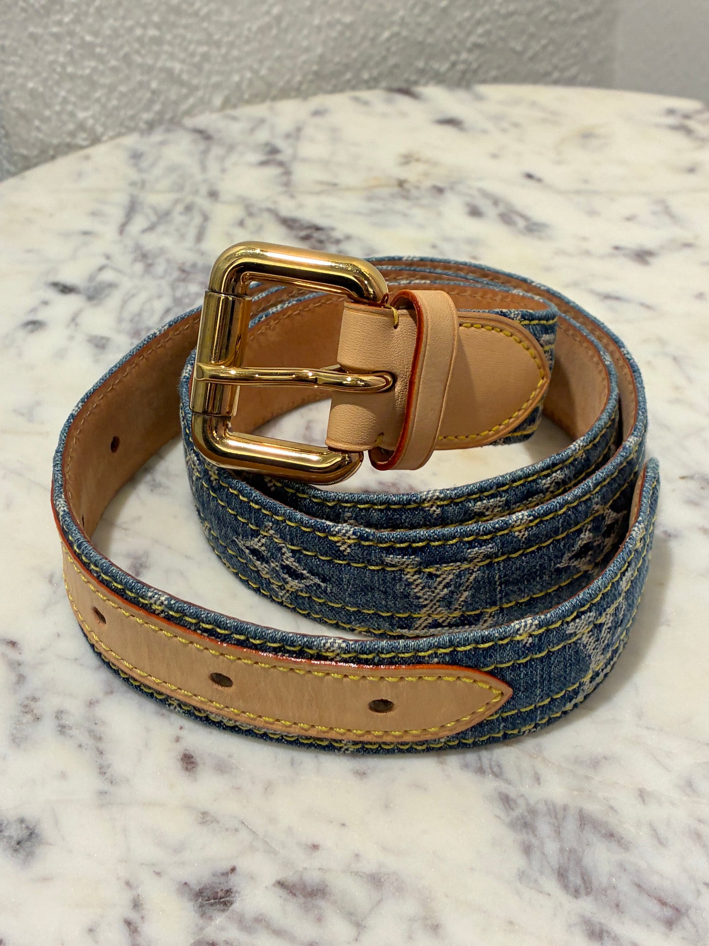 Louis Vuitton Belt - Monogram Denim & Vanchetta Leather - Size 90