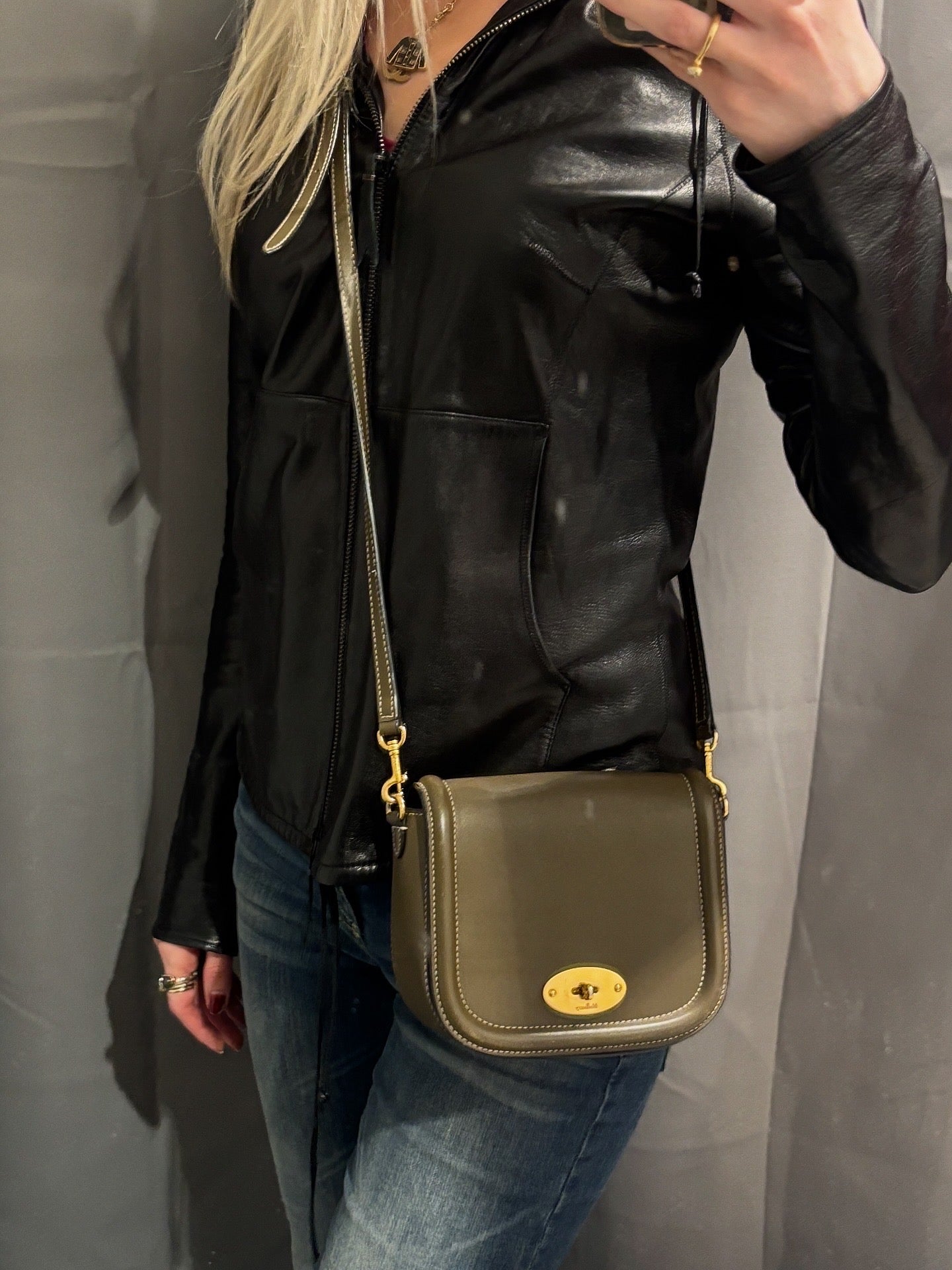 Mulberry Bag - Small Darley Satchel - Army/Green Leather & Gold Hardware