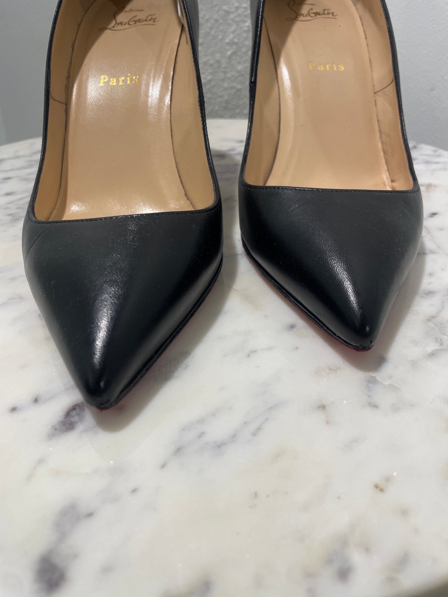 Christian Louboutin Pigalle 85 Black Leather Pumps  – 41