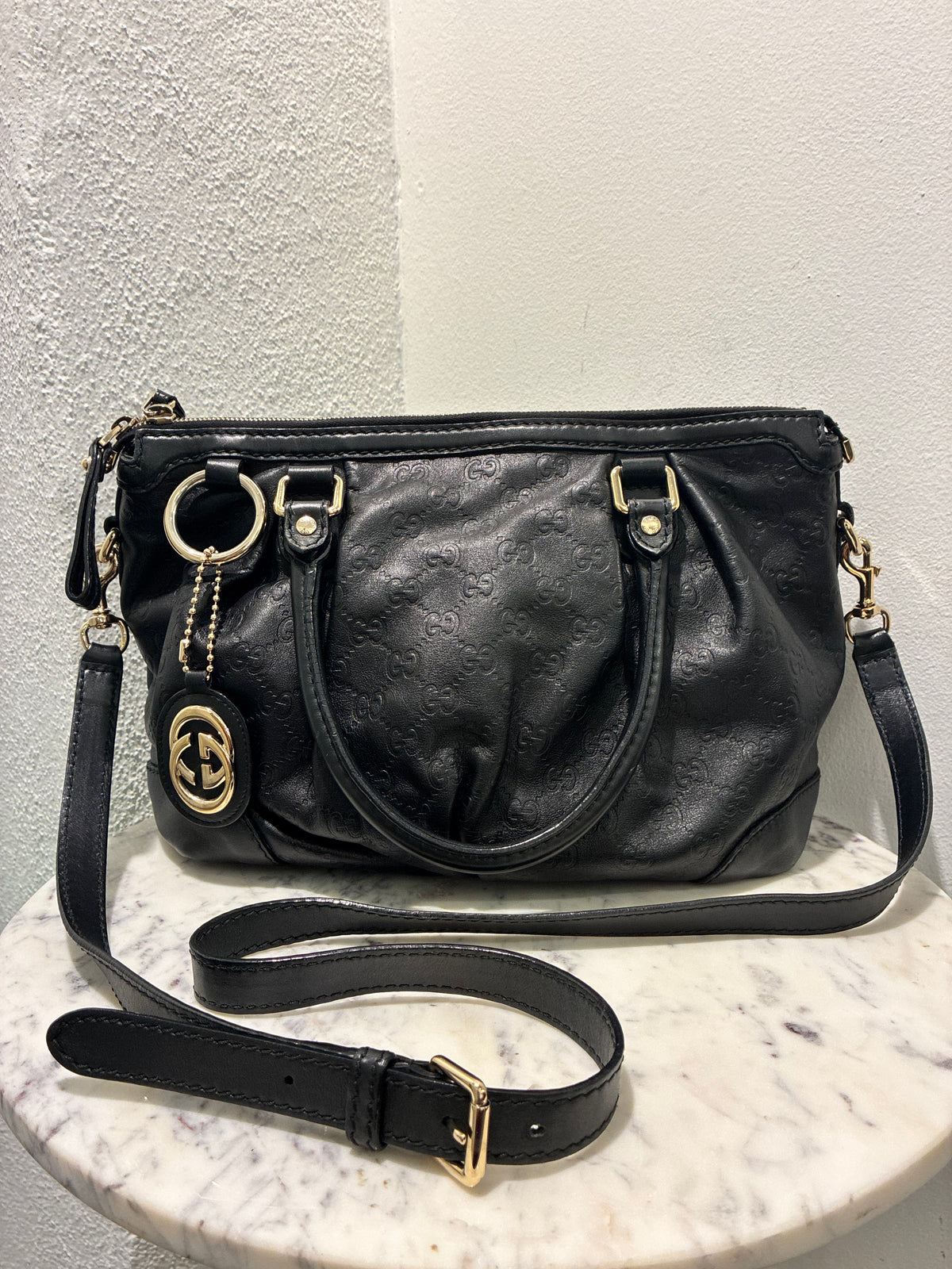 Gucci Guccissima Bag – Black Leather & Gold Hardware