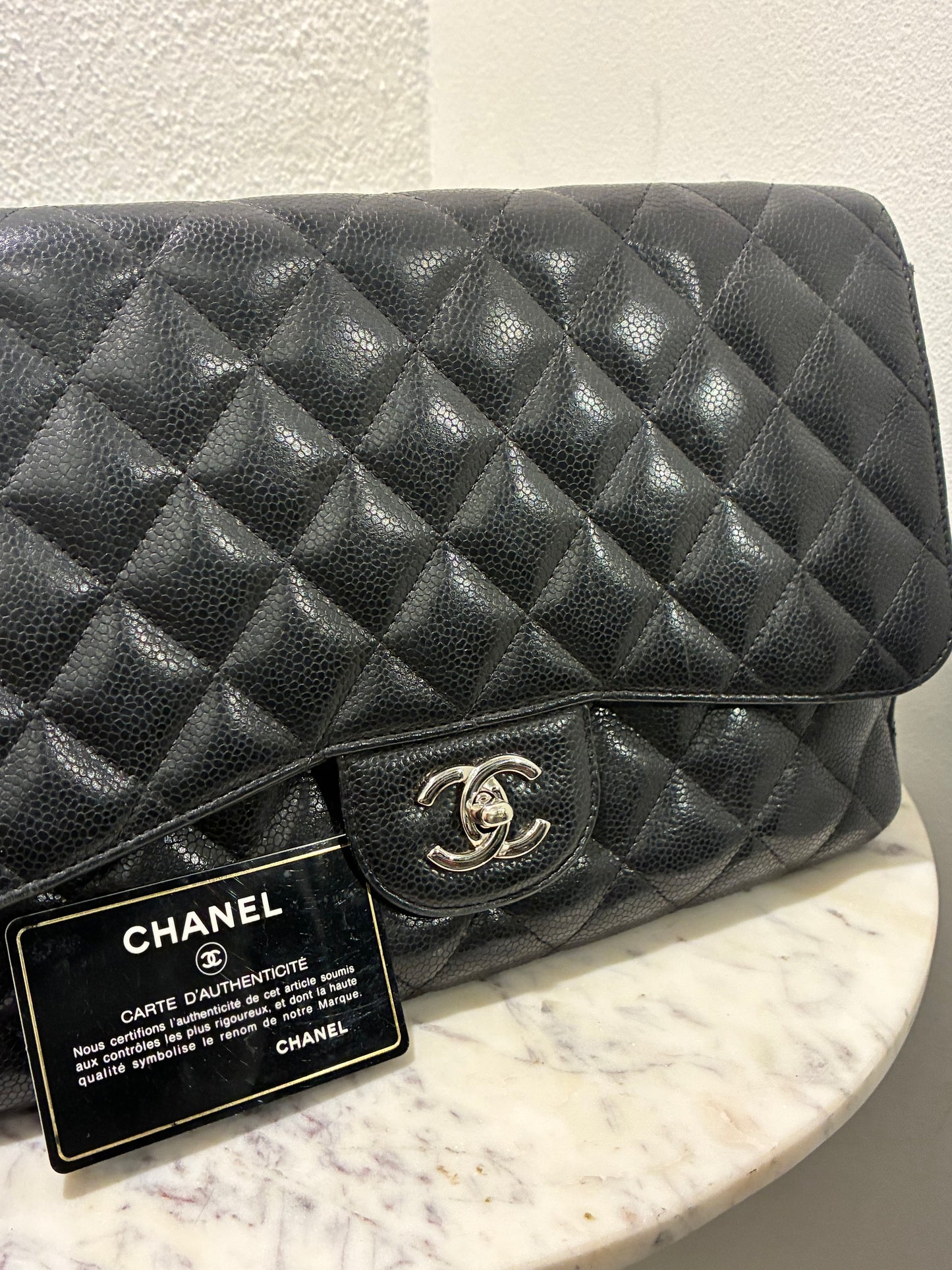 Chanel Jumbo Classic Single Flap – Black Caviar & Silver Hardware