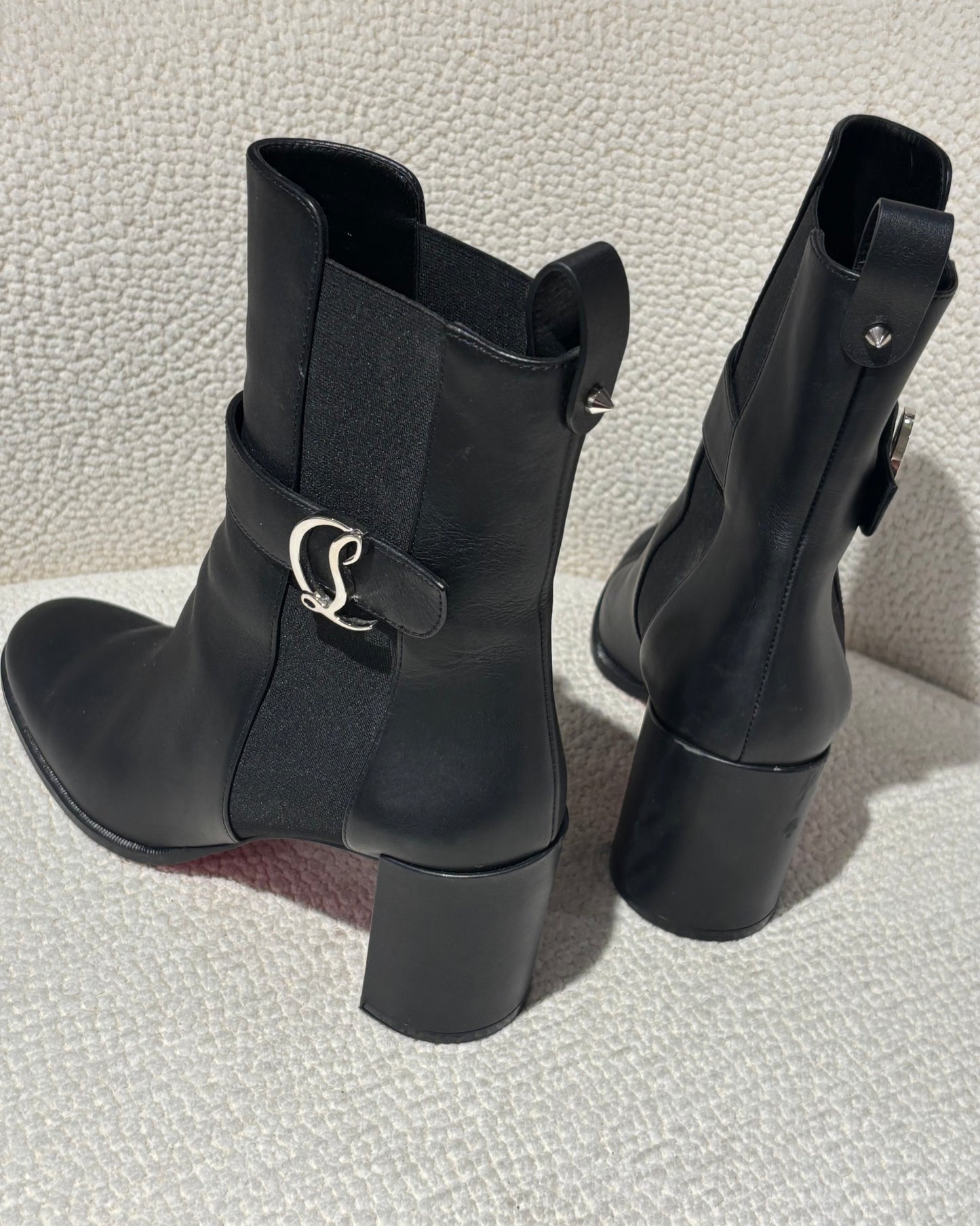 Christian Louboutin Dianouchette Boots – Black Leather with Red Soles - EU 40