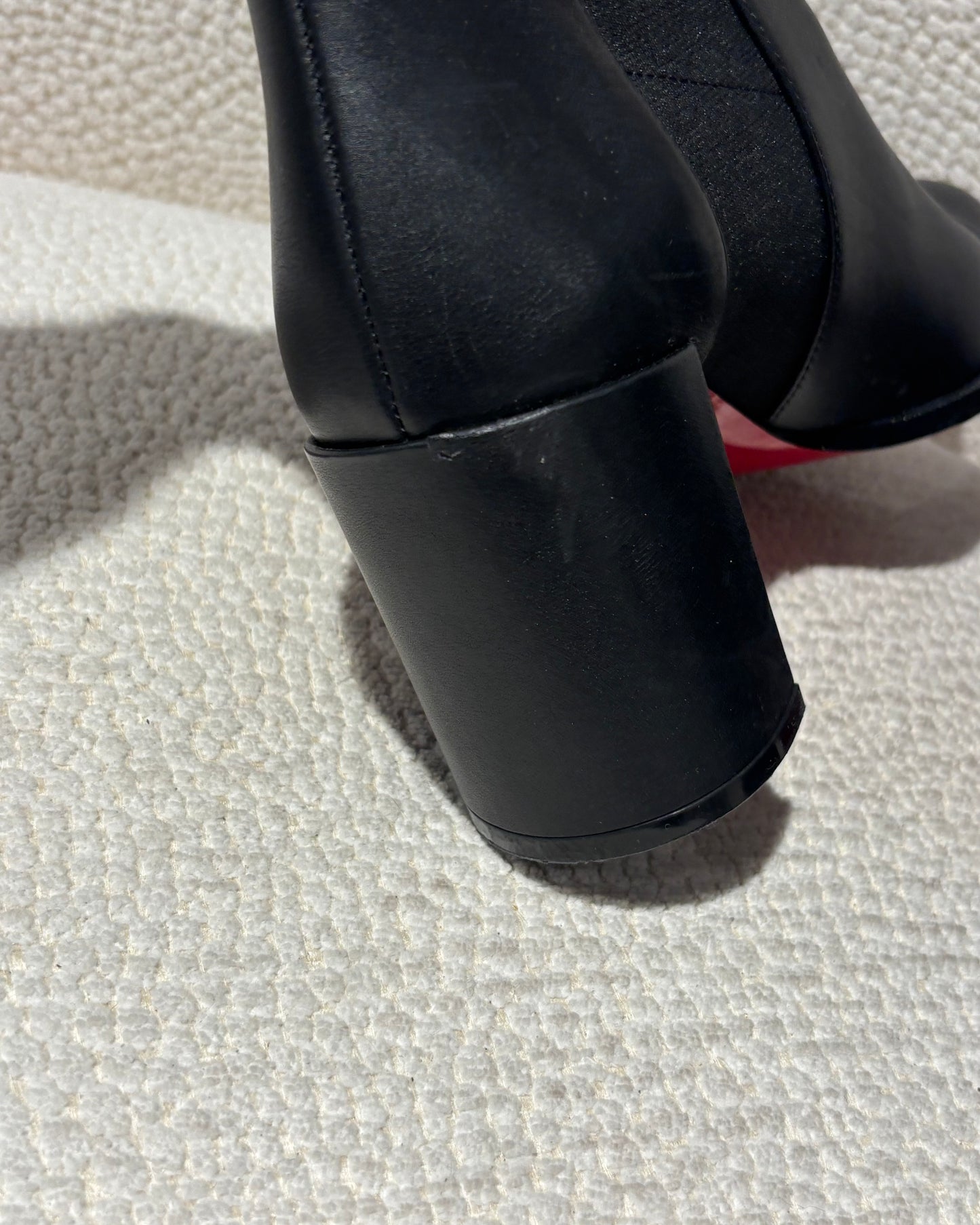 Christian Louboutin Dianouchette Boots – Black Leather with Red Soles - EU 40