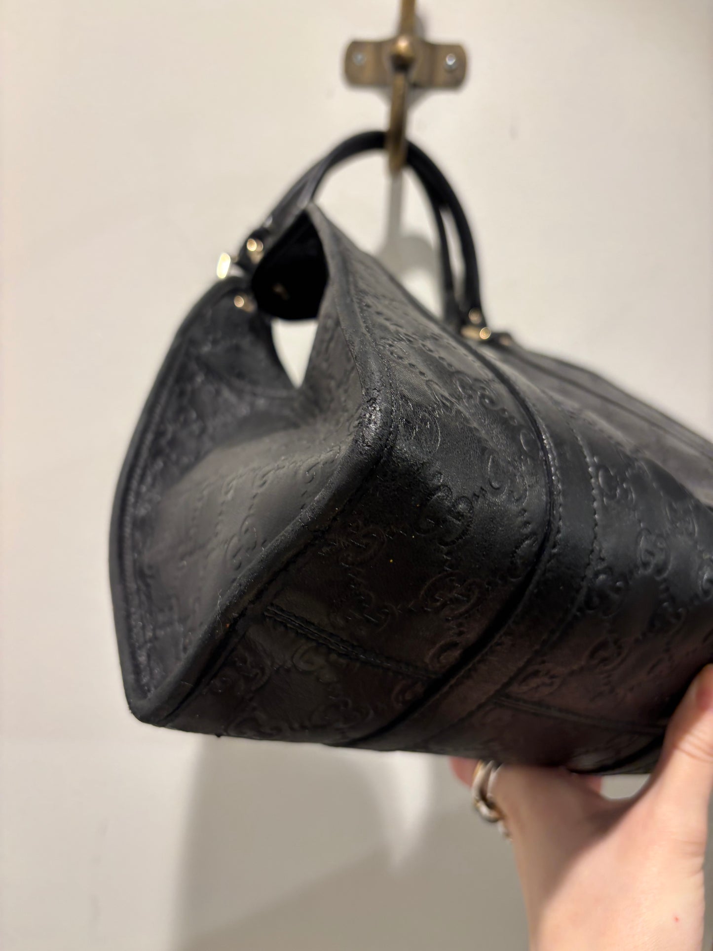 Gucci Guccissima Bag - Black Monogram Leather & Gold Hardware