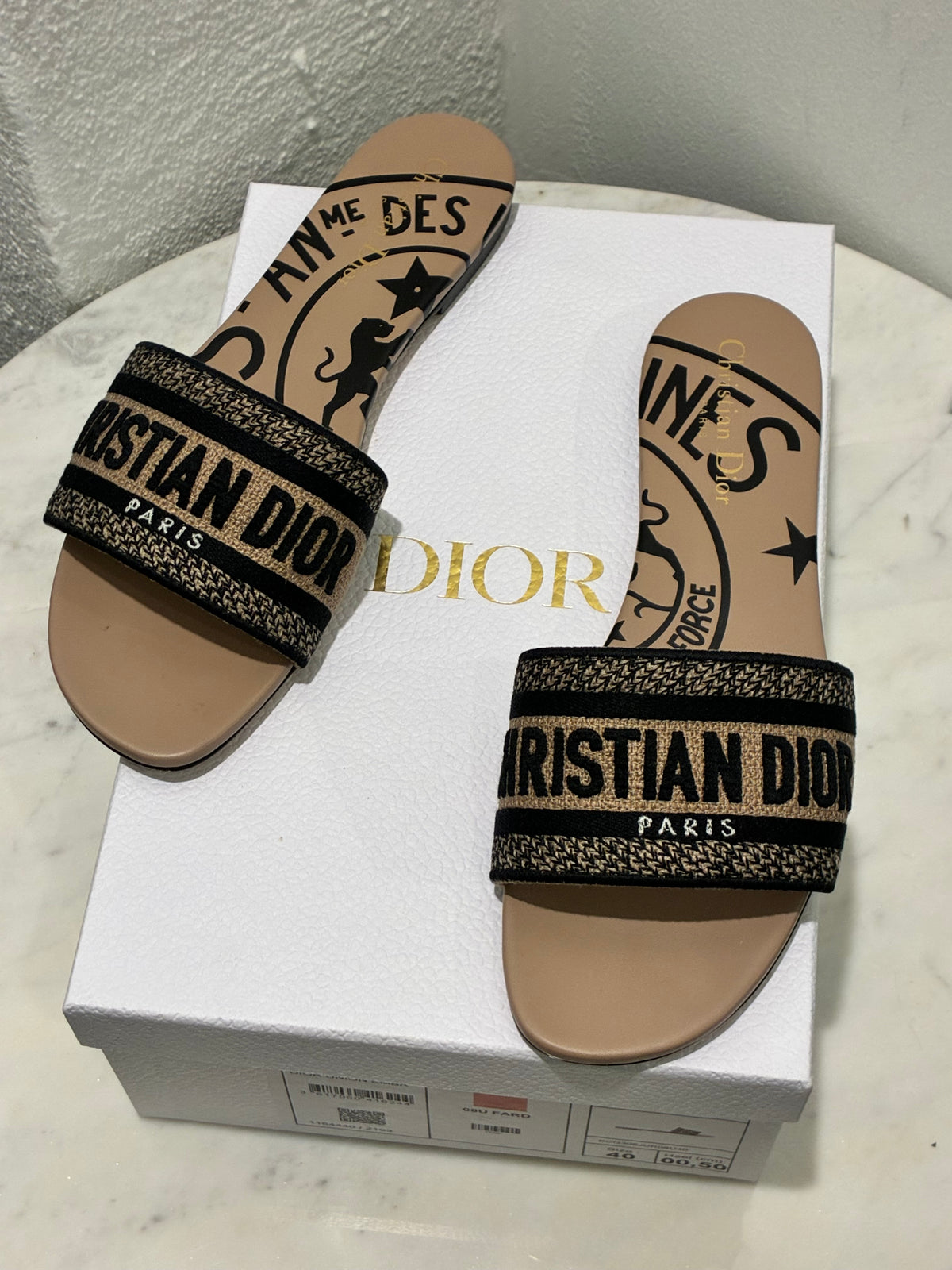 Dior Dway Slides – Nude/Black - Size 40