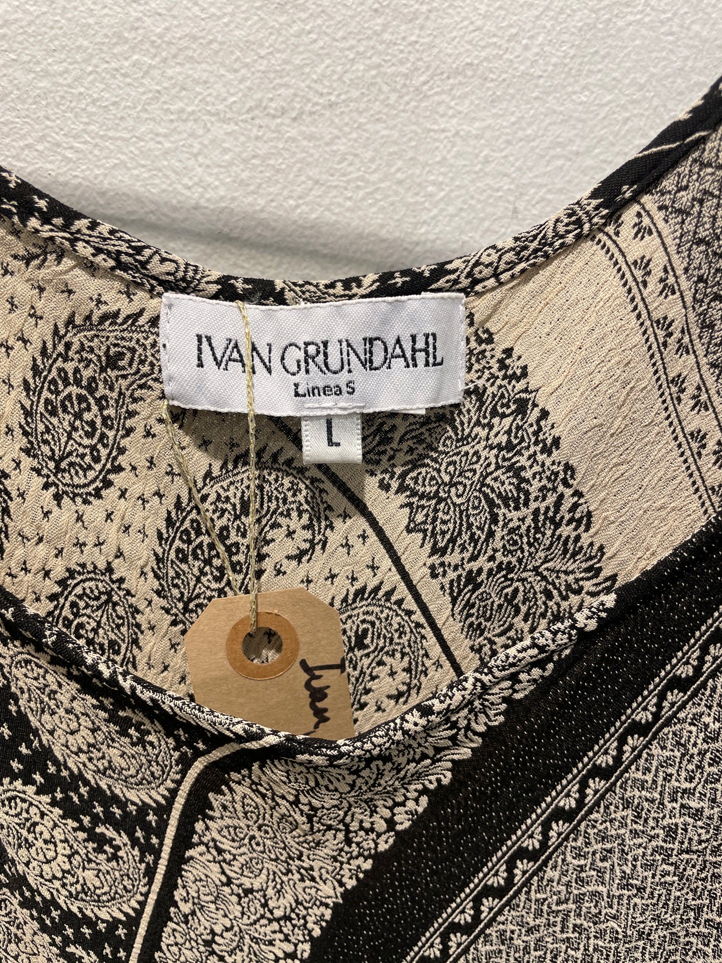 Ivan Grundahl Dress - Black & Ecru Paisley - Size L