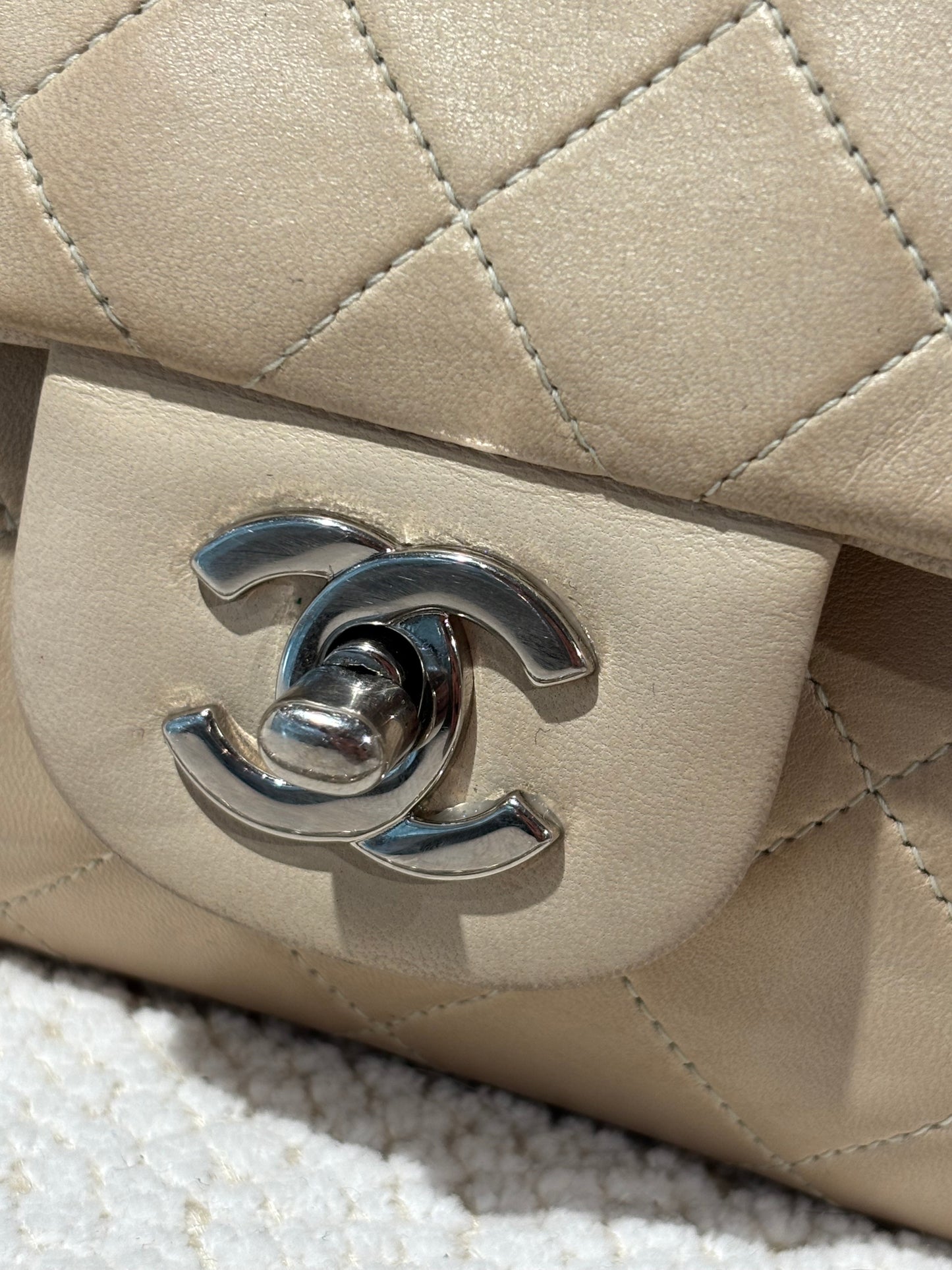 Chanel Classic Flap Bag - Small – Beige Lambskin & Silver Hardware