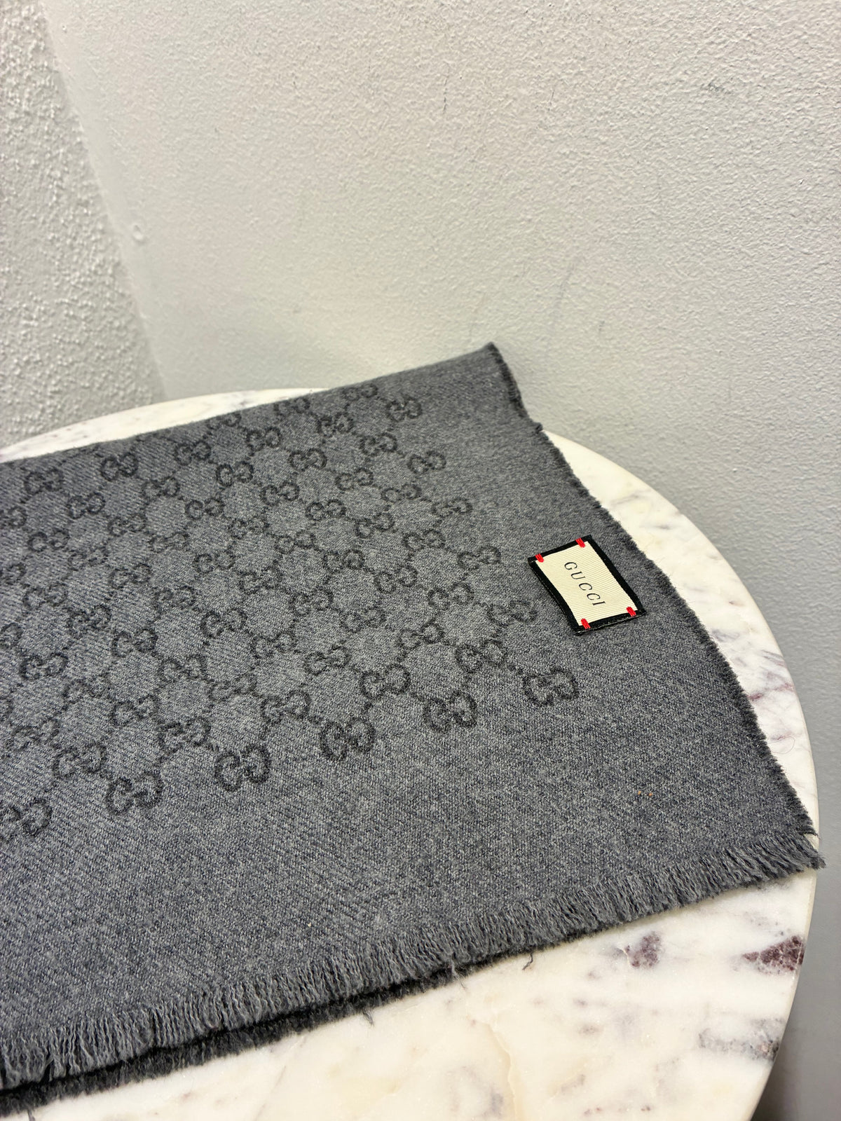 Gucci Monogram Scarf - Dark & Light Grey