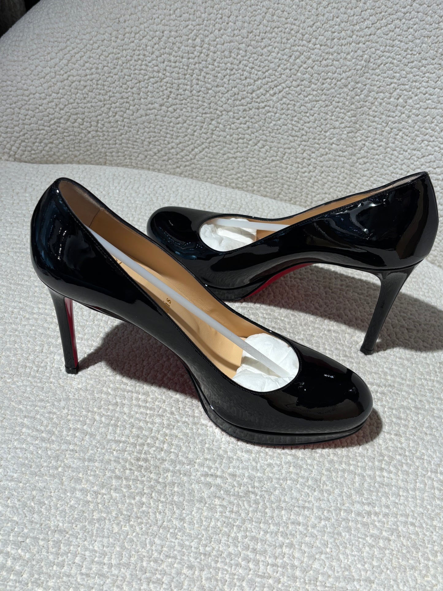 Christian Louboutin Heels – Black Patent Leather with Red Soles - EU 38