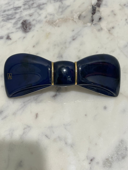 Alexandre de Paris Bow Barrette – Navy & Gold - L