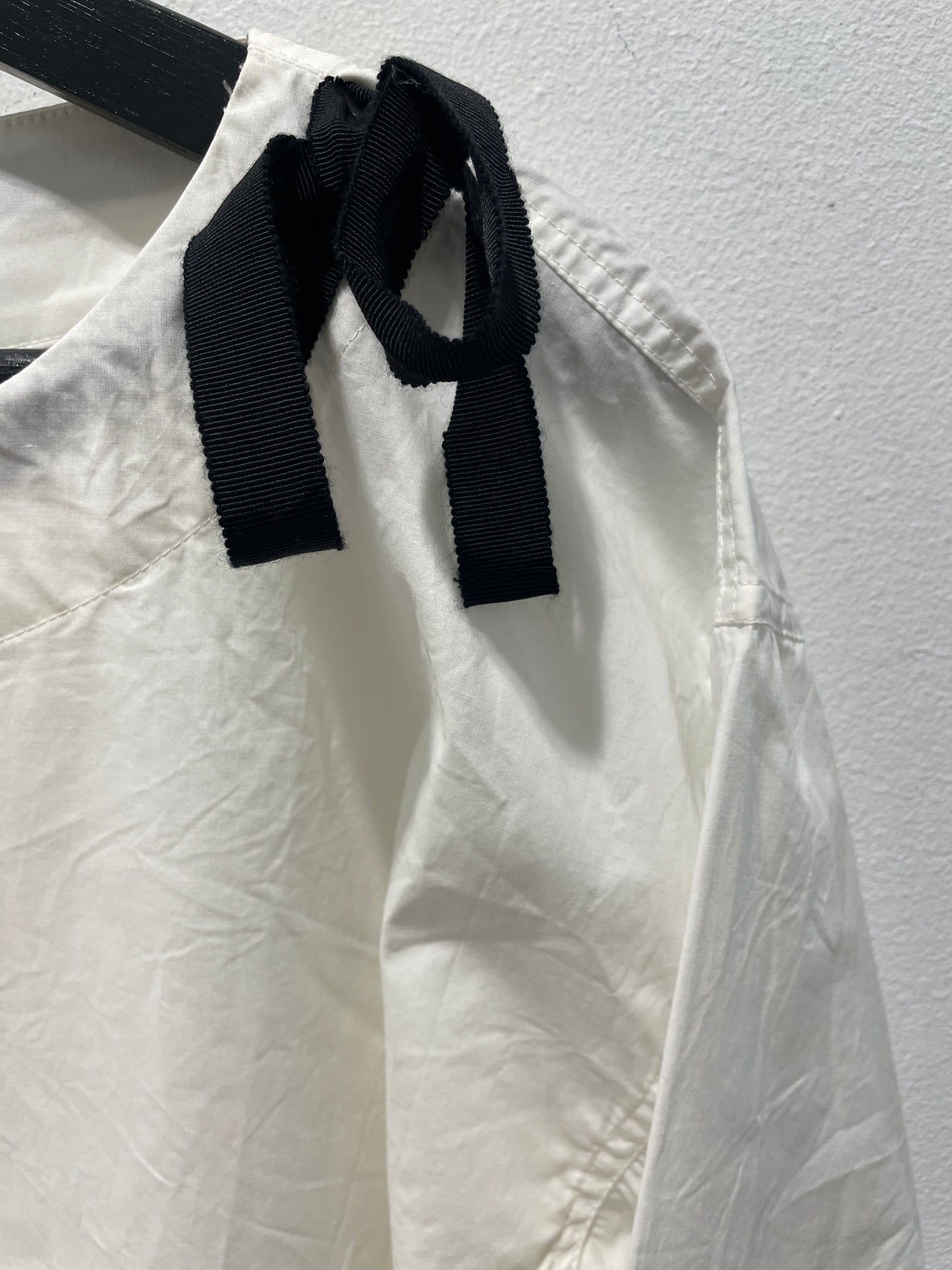 Day - White Cotton Blouse with Shoulder Tie - M/L