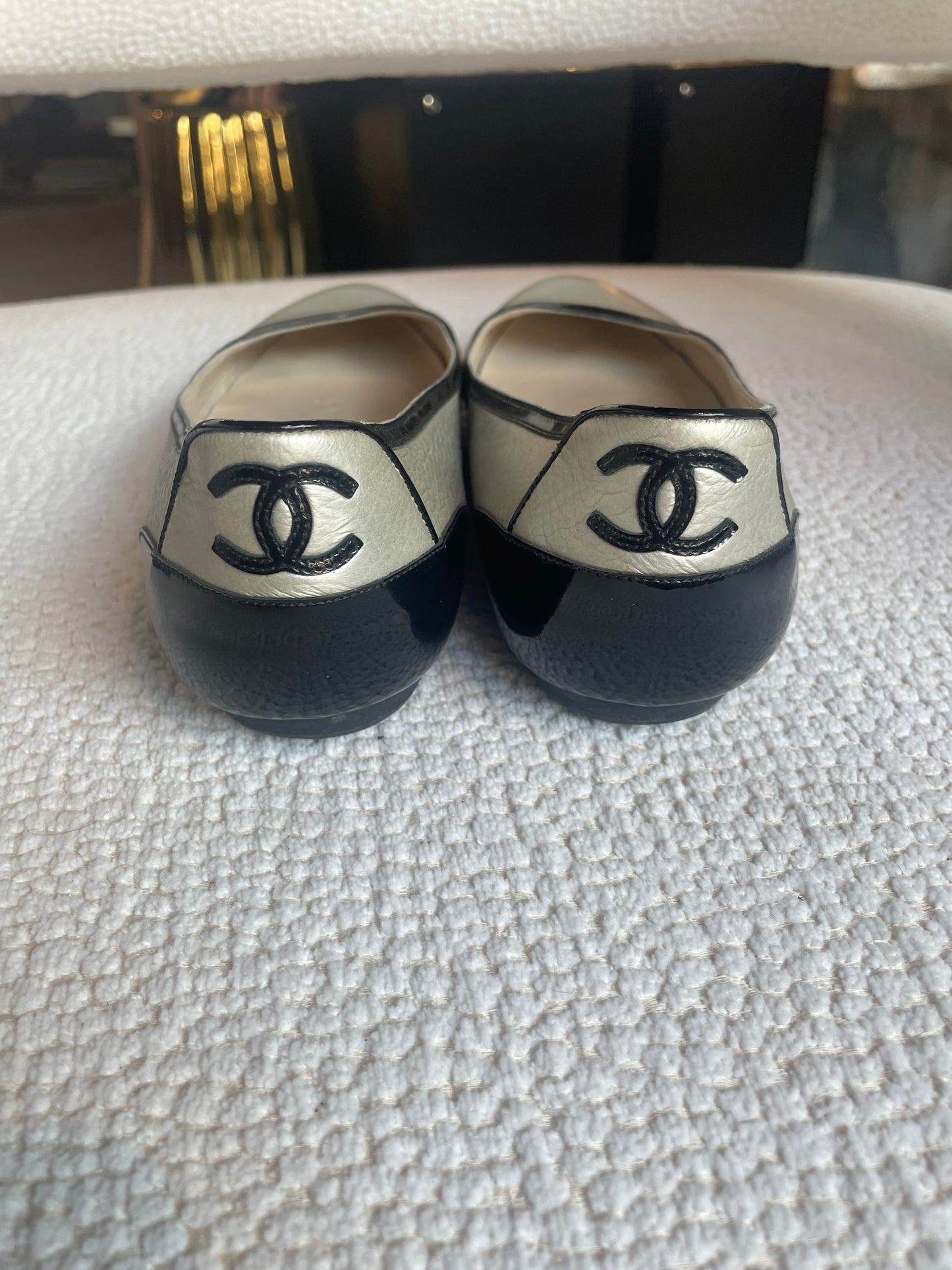 Chanel ballerina - Sølv læder - 38