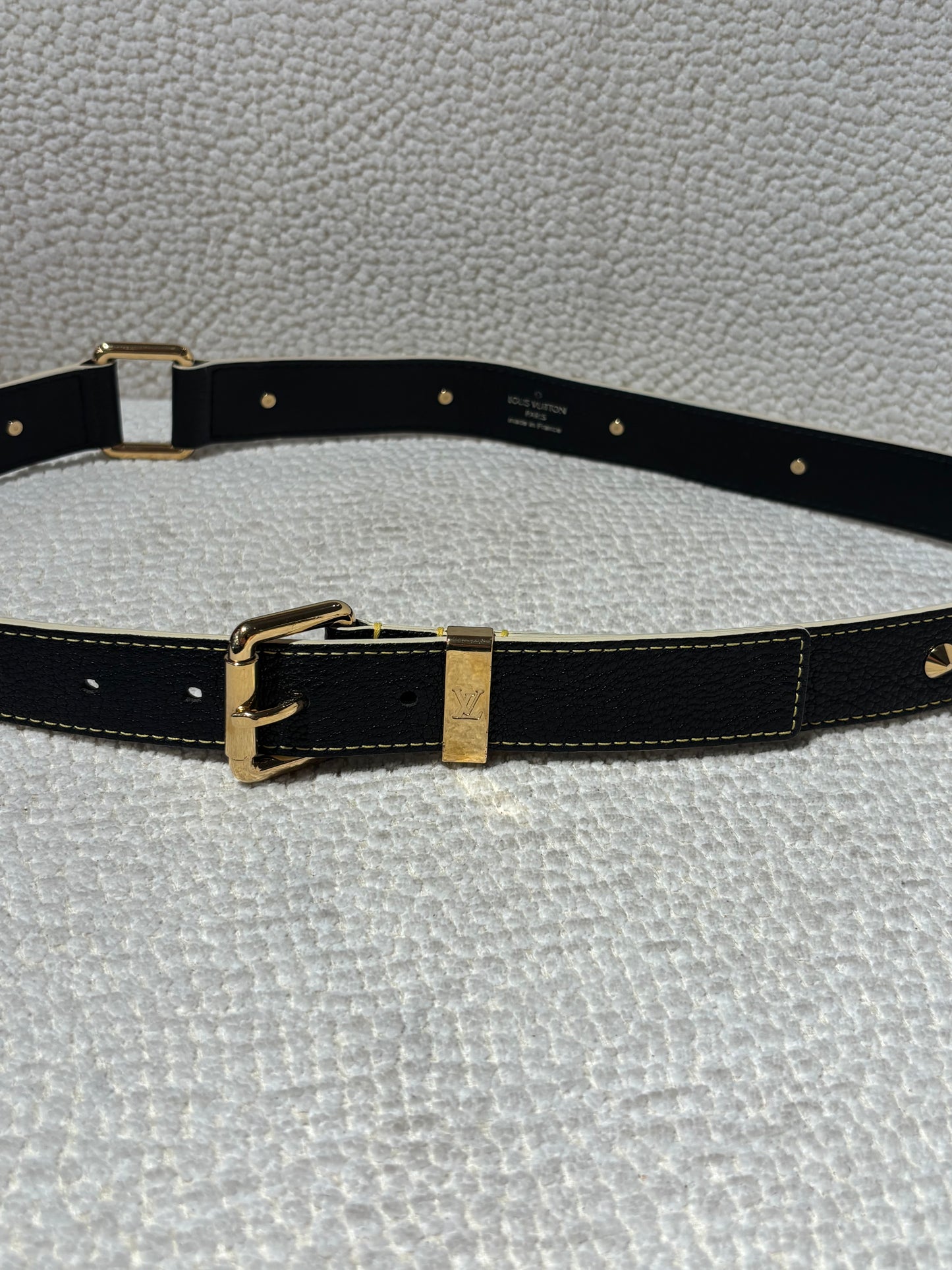 Louis Vuitton Belt - Black with Gold Details - Size 90