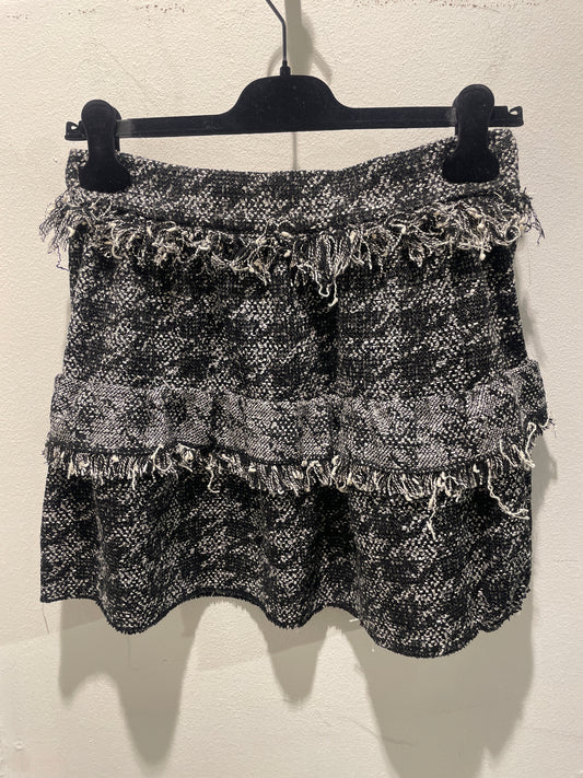 Zara - skirt - white w. black fringes - S - Medinas Wardrobe