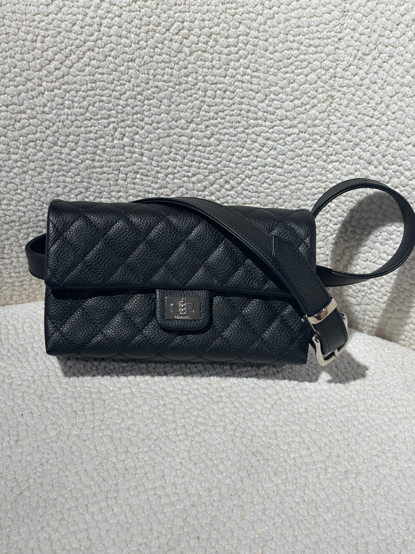 Chanel Uniform Belt Bag – Black Caviar Leather & Silver Hardware