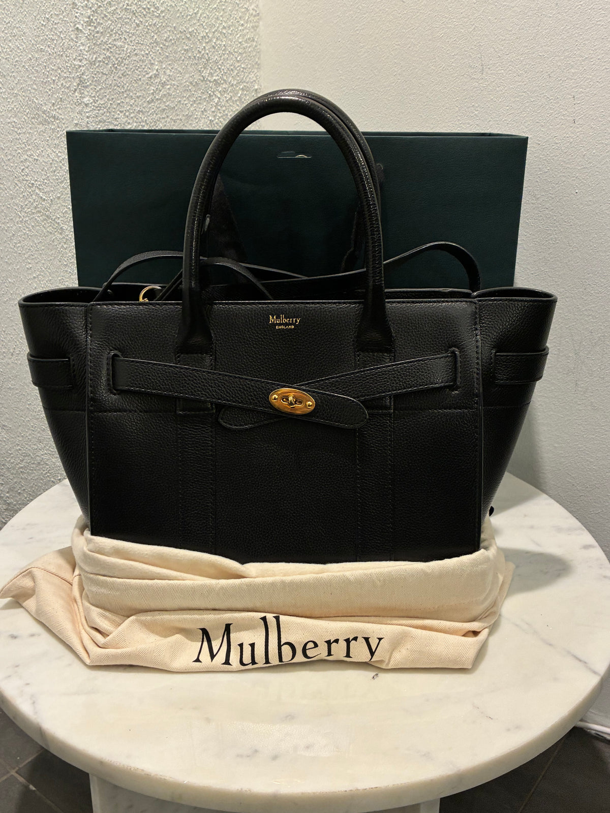 Mulberry Small Zipped Bayswater Satchel - Black Calfskin & Gold Hardware