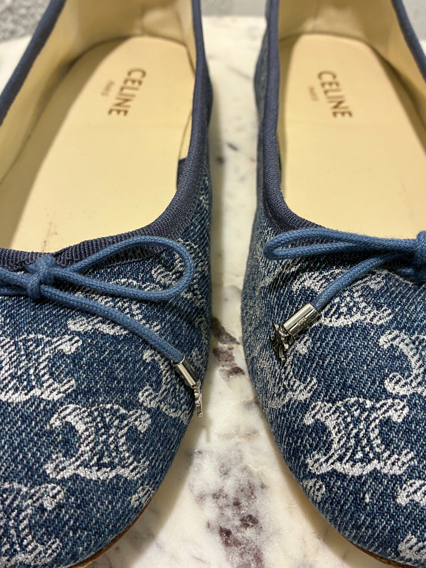 Celine Logo Ballerinas  – Denim - Size 39