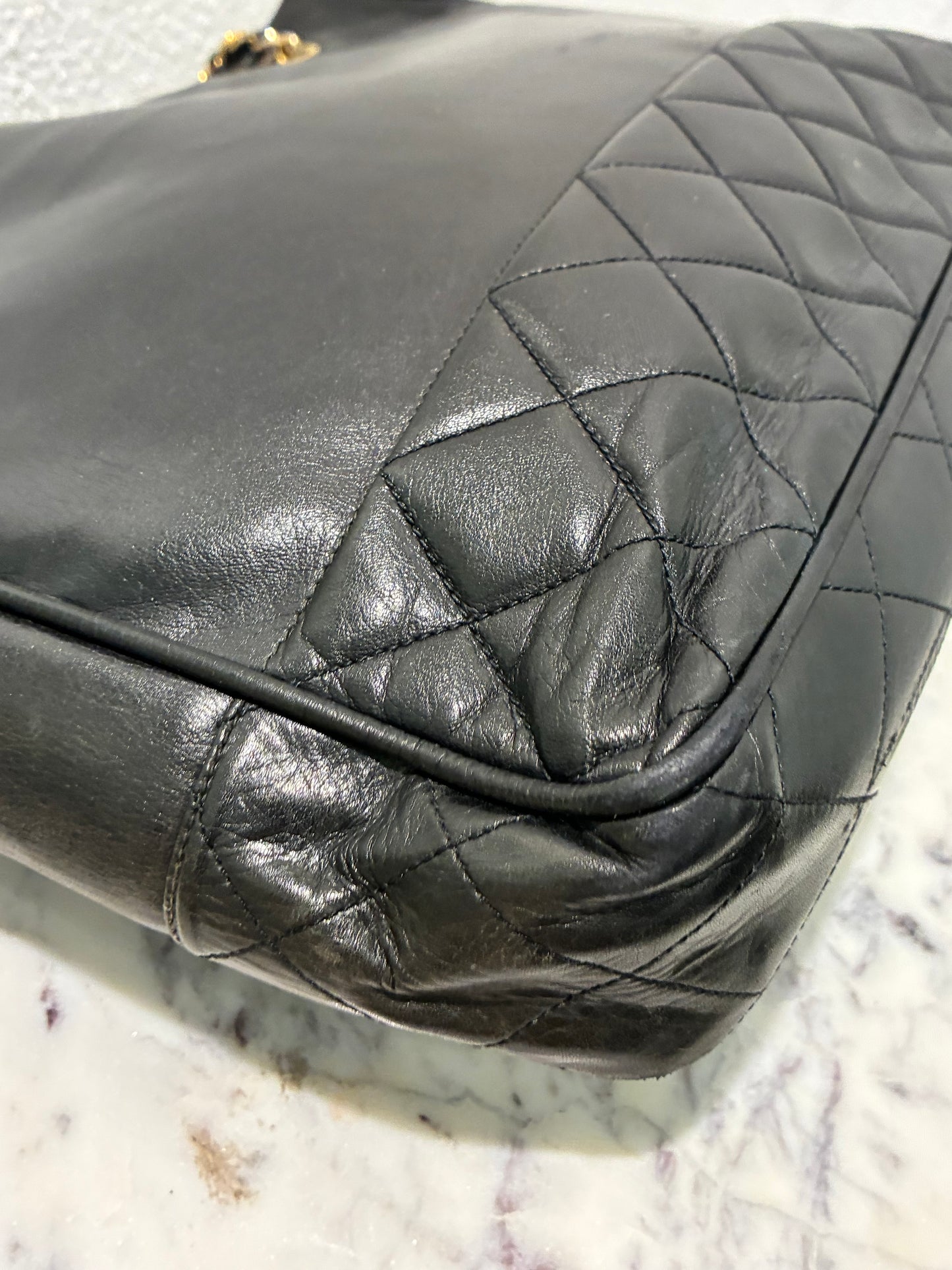 Chanel Vintage Tote - CC Detail - Black Lambskin & 24K Gold Hardware