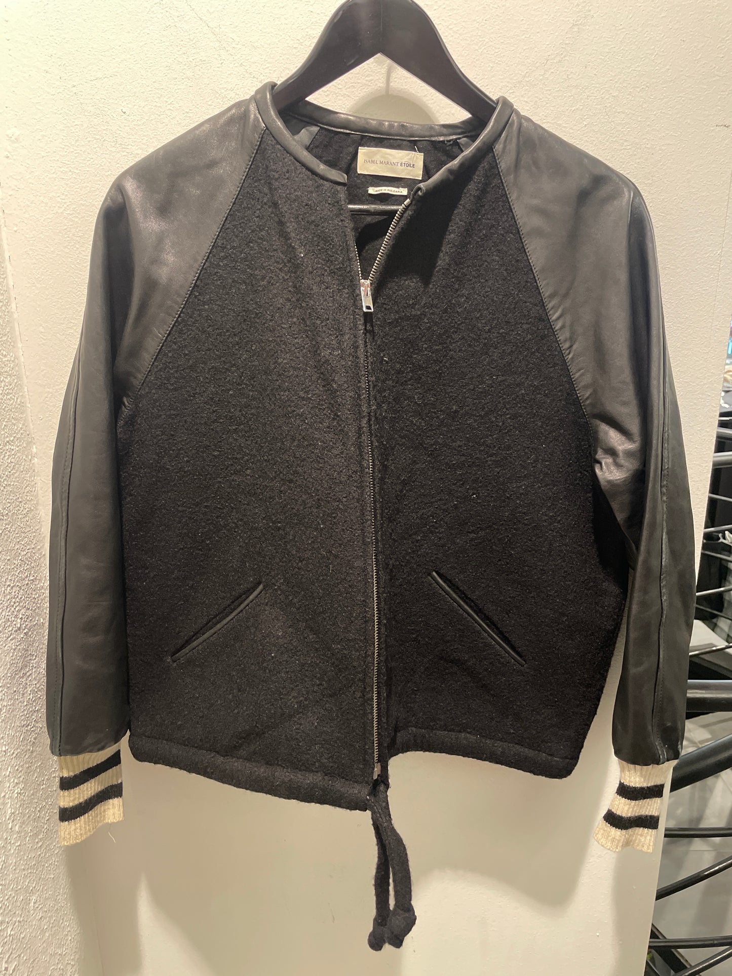 Isabel Marant Étoile Wool Jacket with Leather Sleeves – Black - EU38