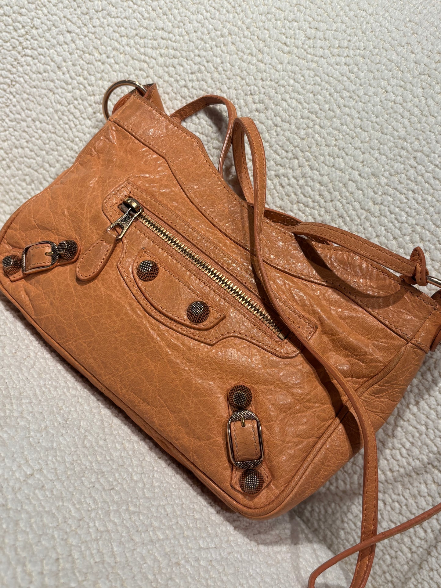 Balenciaga - Mini Crossbody City Bag - Peach/Orange Leather