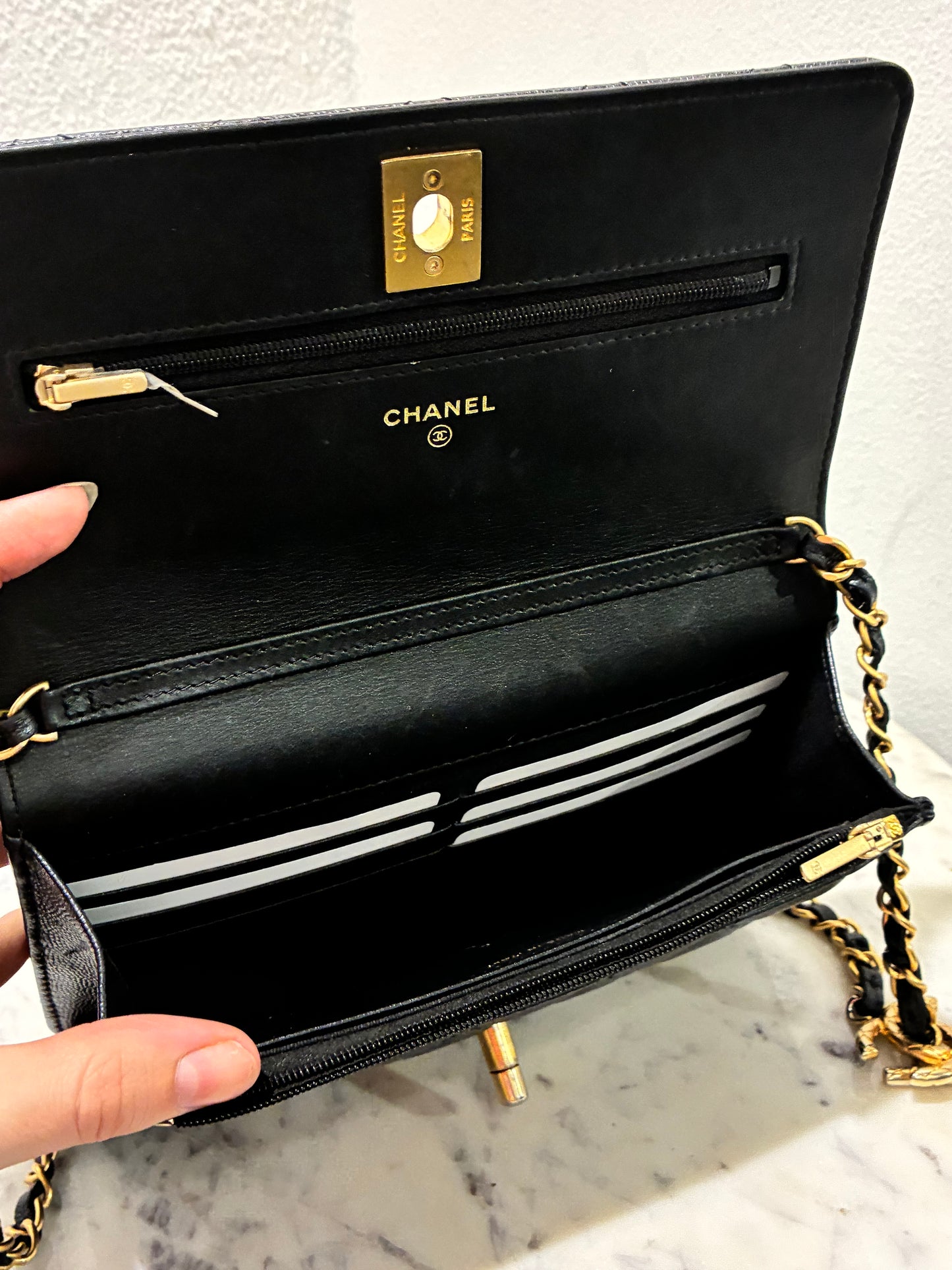 Chanel Wallet on Chain - Black Caviar & Gold Hardware - 23B 2023 - FULL SET!