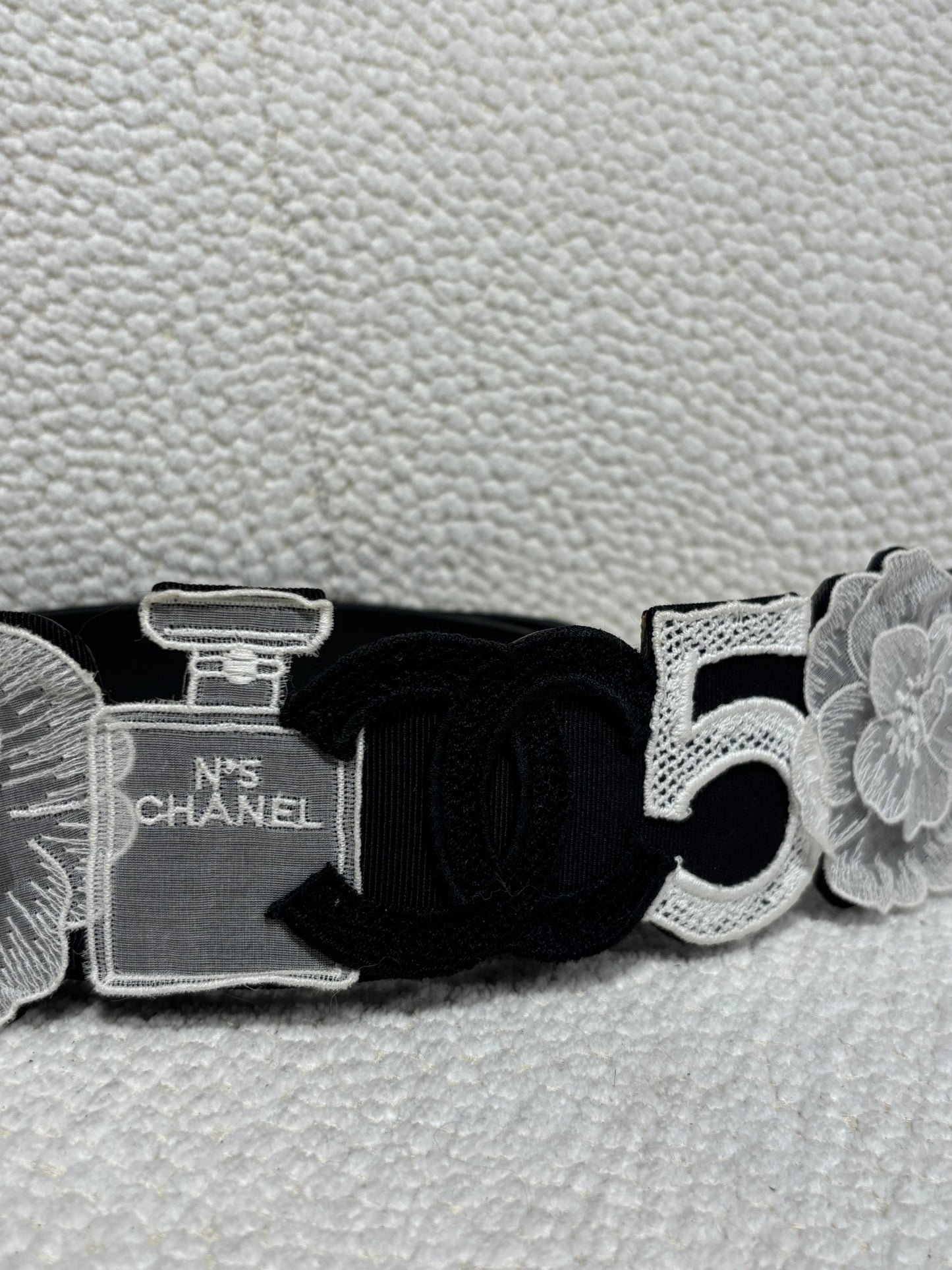 Chanel Belt – Black Canvas with Iconic Chanel Motifs