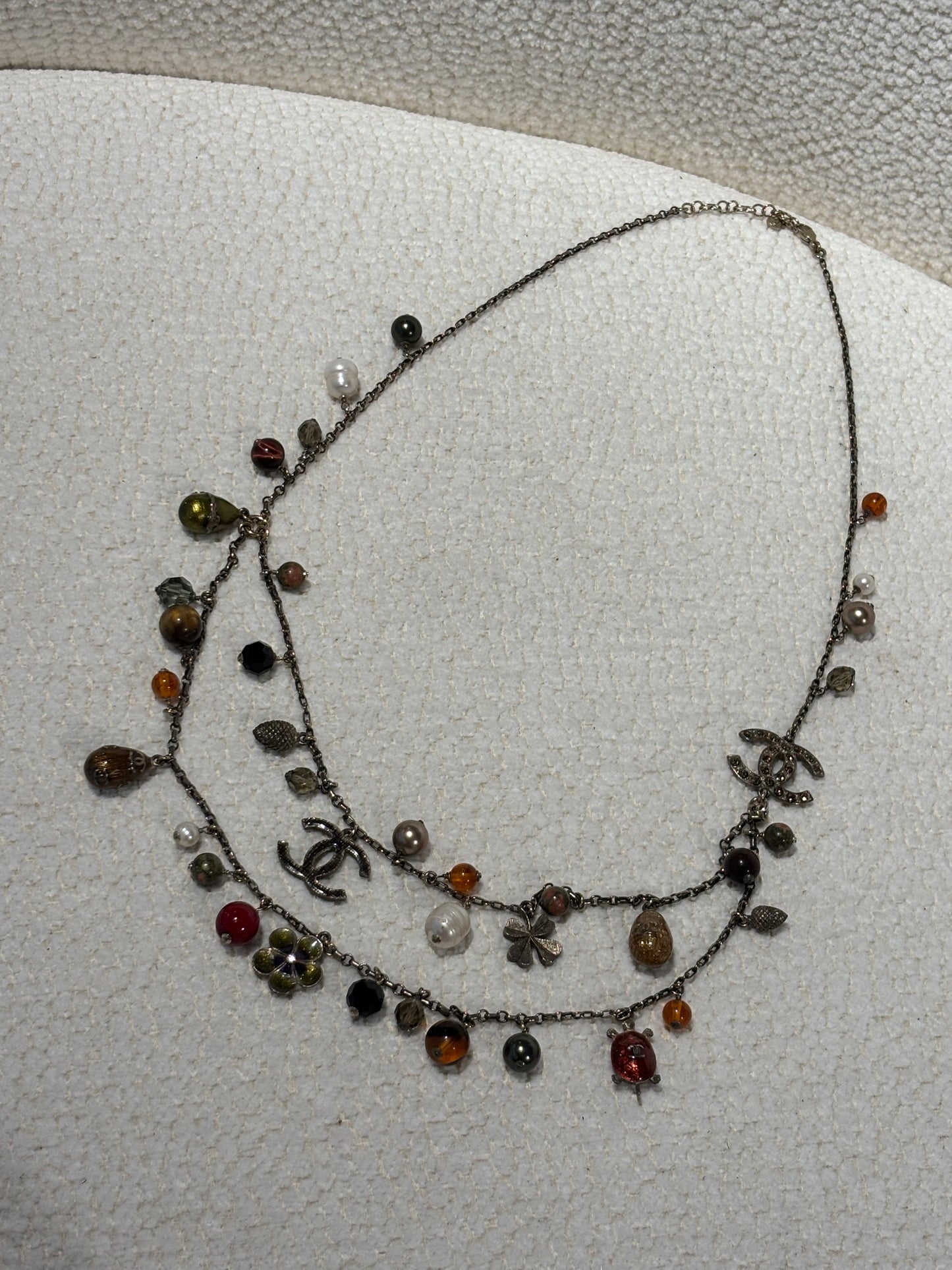 Chanel Charm Necklace – Silver Tone Metal & Multicolour Charms