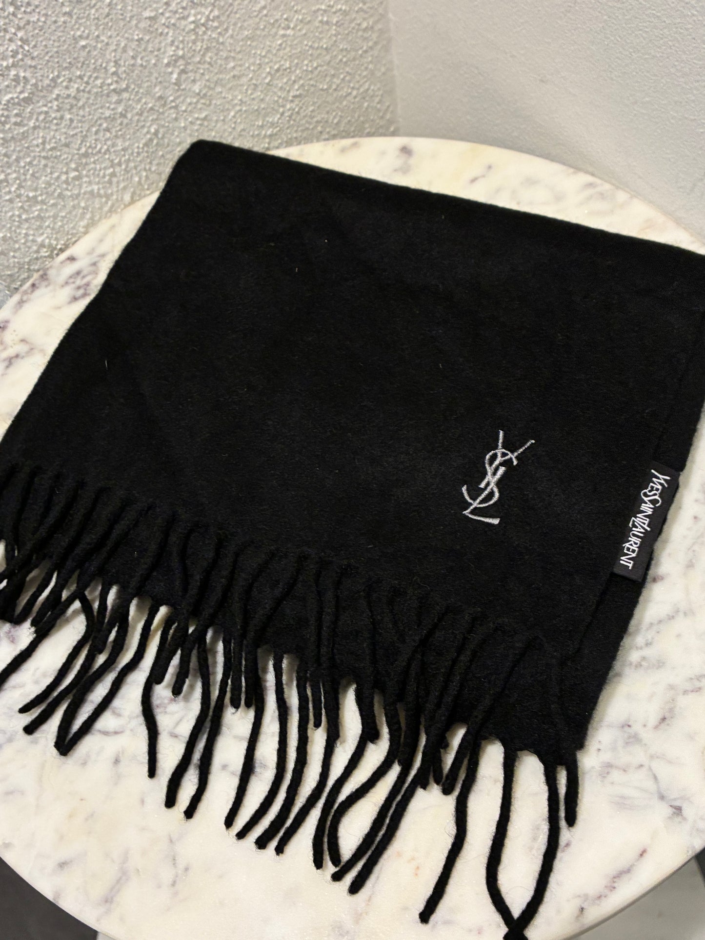 YSL Scarf - Cashmere - Black on Black