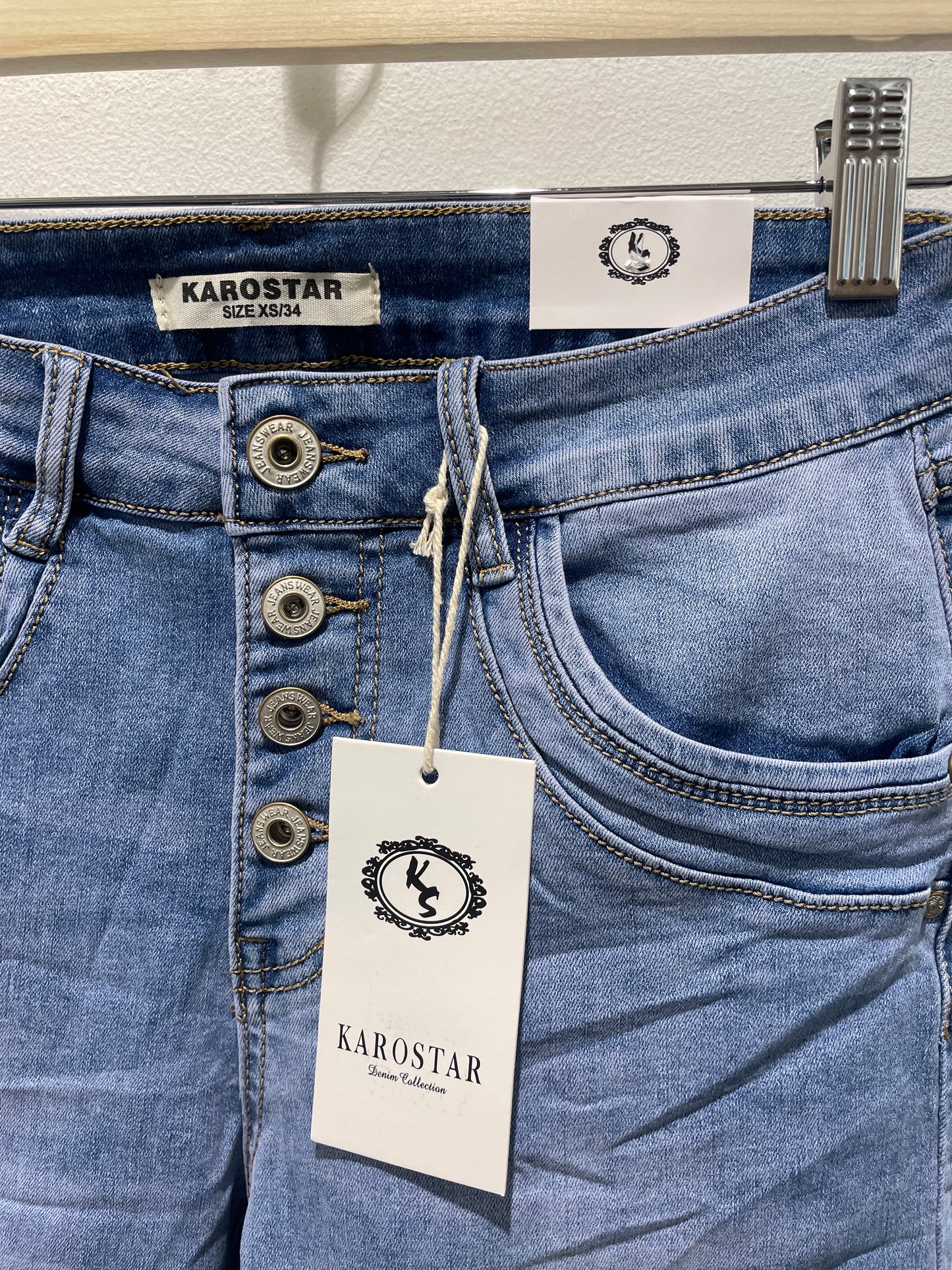 Karostar Super Stretch Crinkle Denim Jeans – Size XS (Brand New with Tags)
