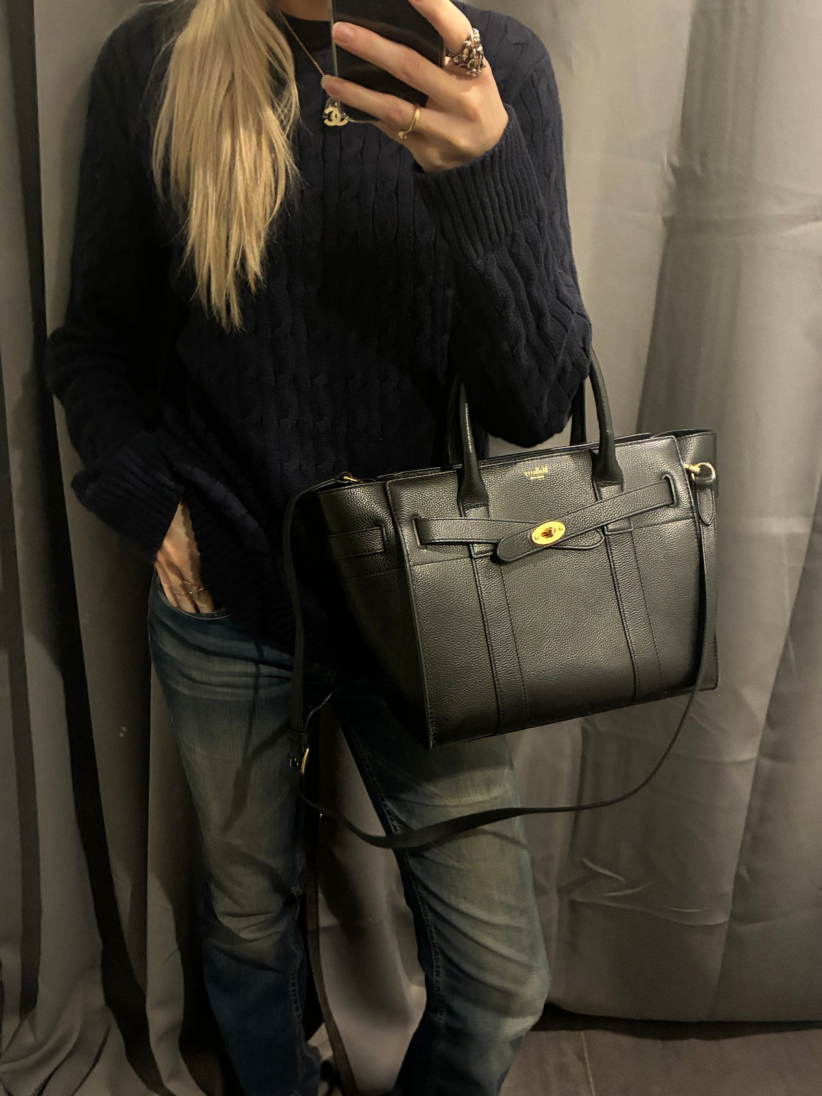 Mulberry Small Zipped Bayswater Satchel - Black Calfskin & Gold Hardware