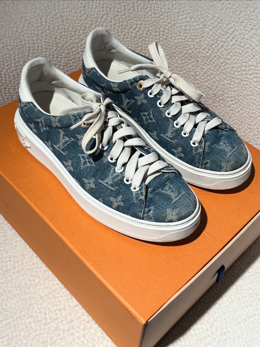 Louis Vuitton Sneakers – Monogram Denim & Gold Details