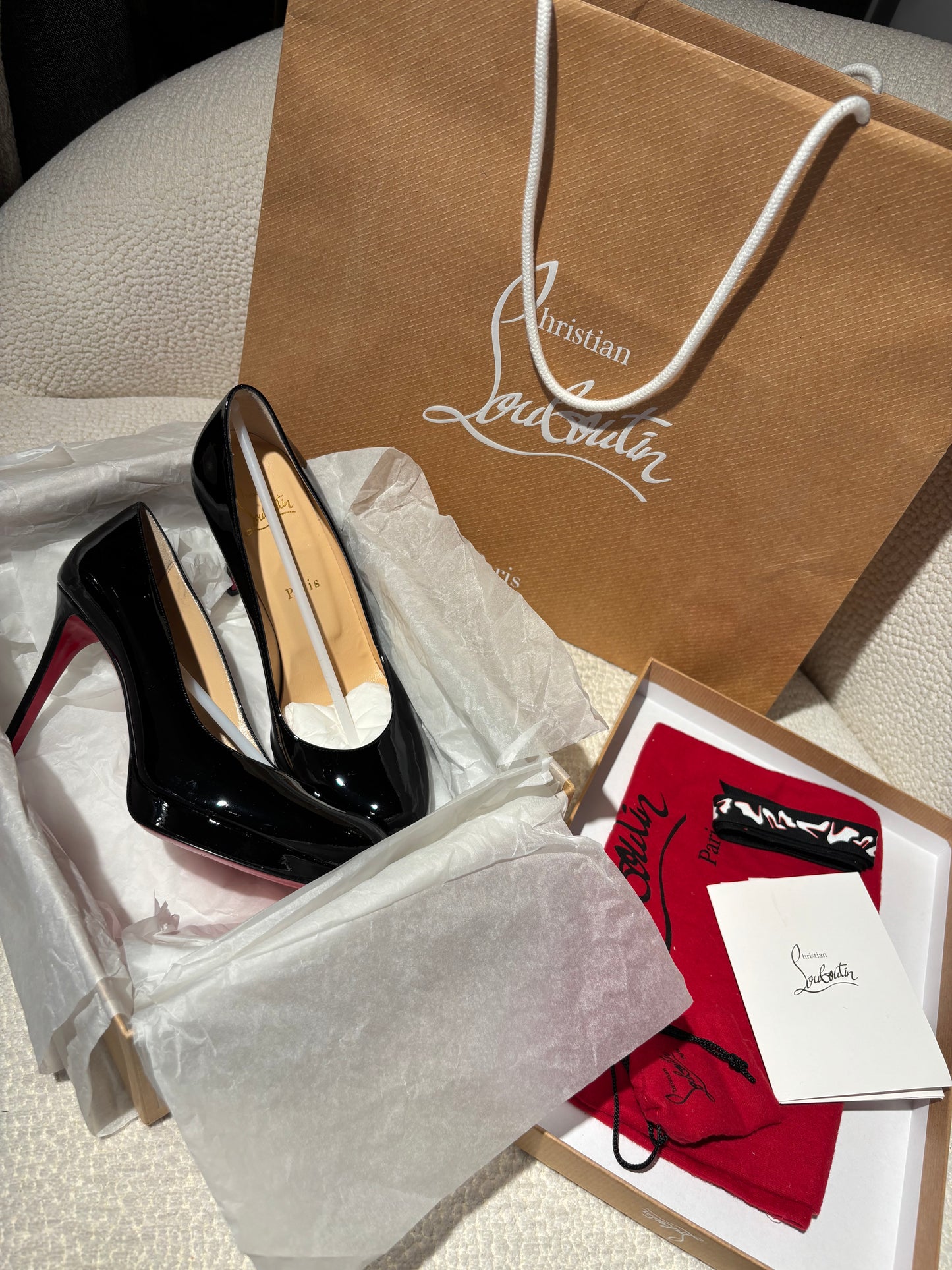 Christian Louboutin Heels – Black Patent Leather with Red Soles - EU 38