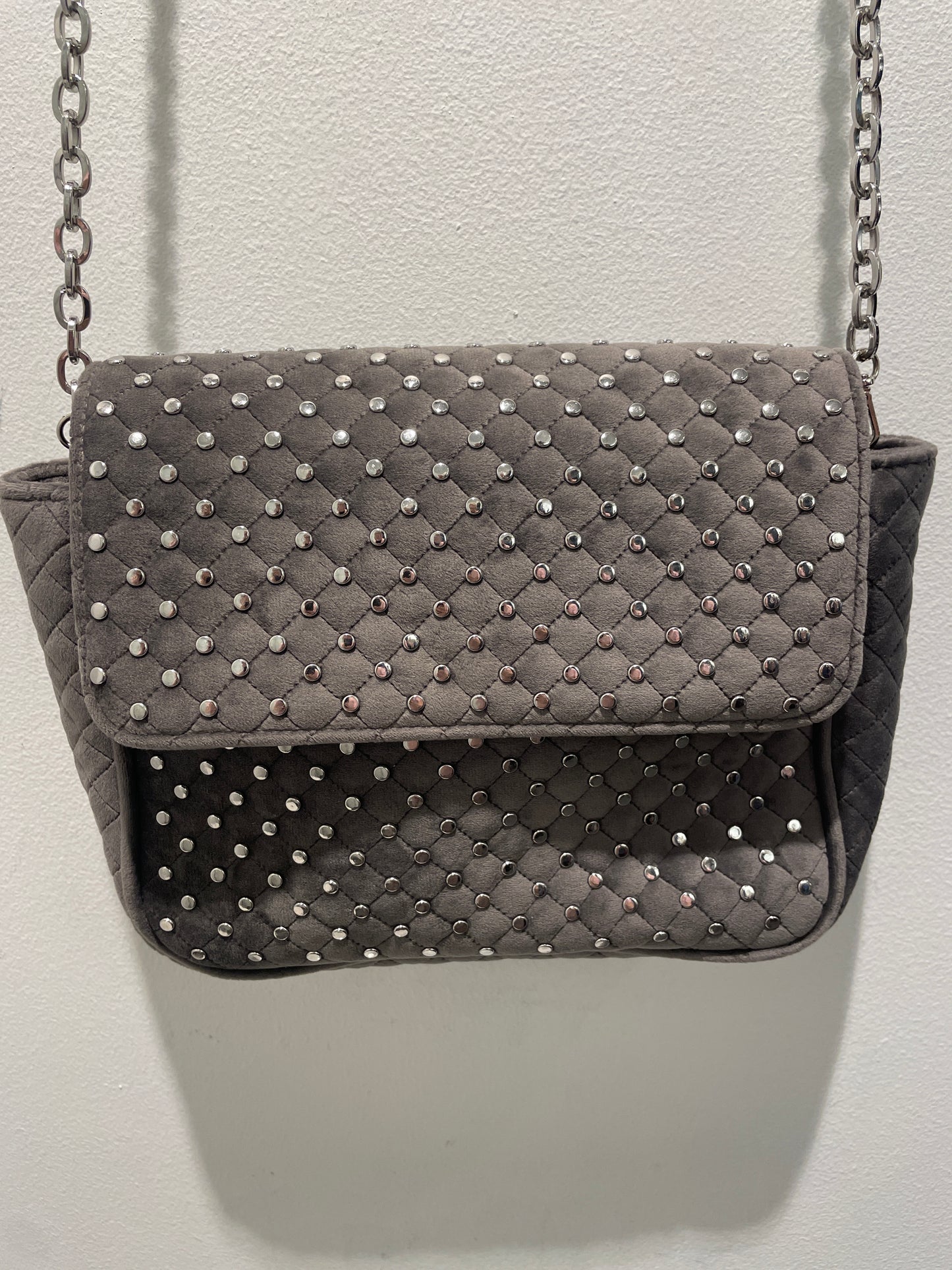 Day - Grey Studded Crossbody Bag - 27x22x8 cm