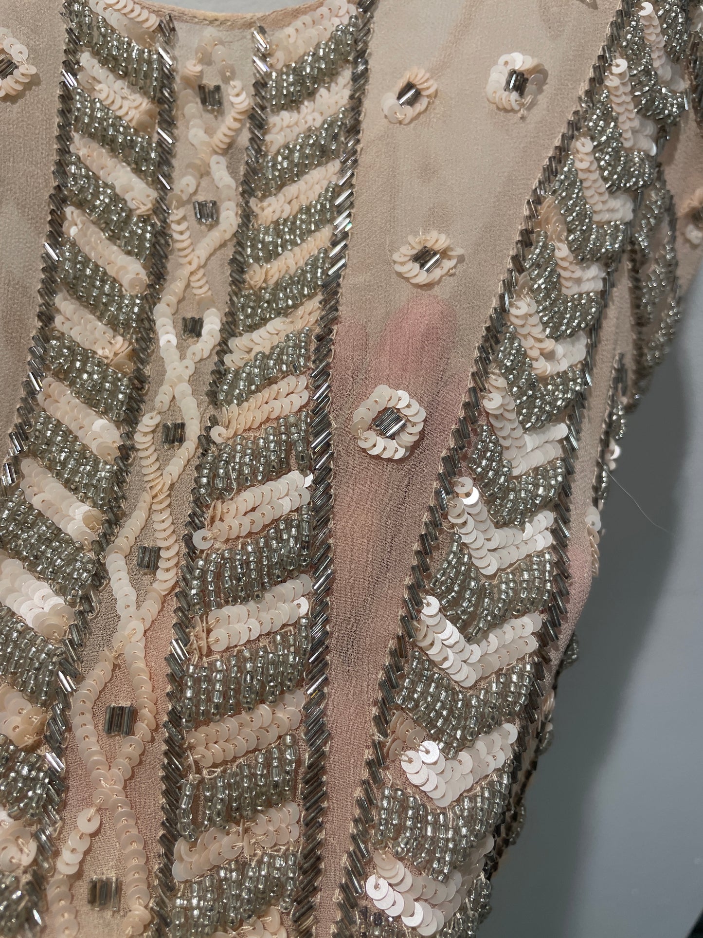 Diamond for Eden - top - Nude w. paillets & beads - S/M
