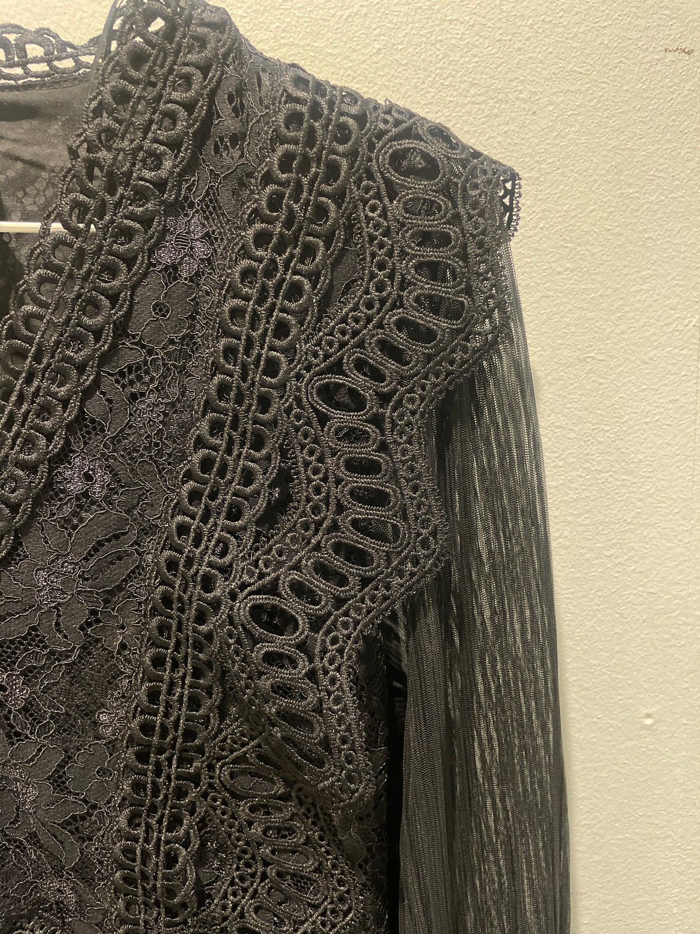Y.A.S – Romantic Black Mesh & Lace Blouse - S/M