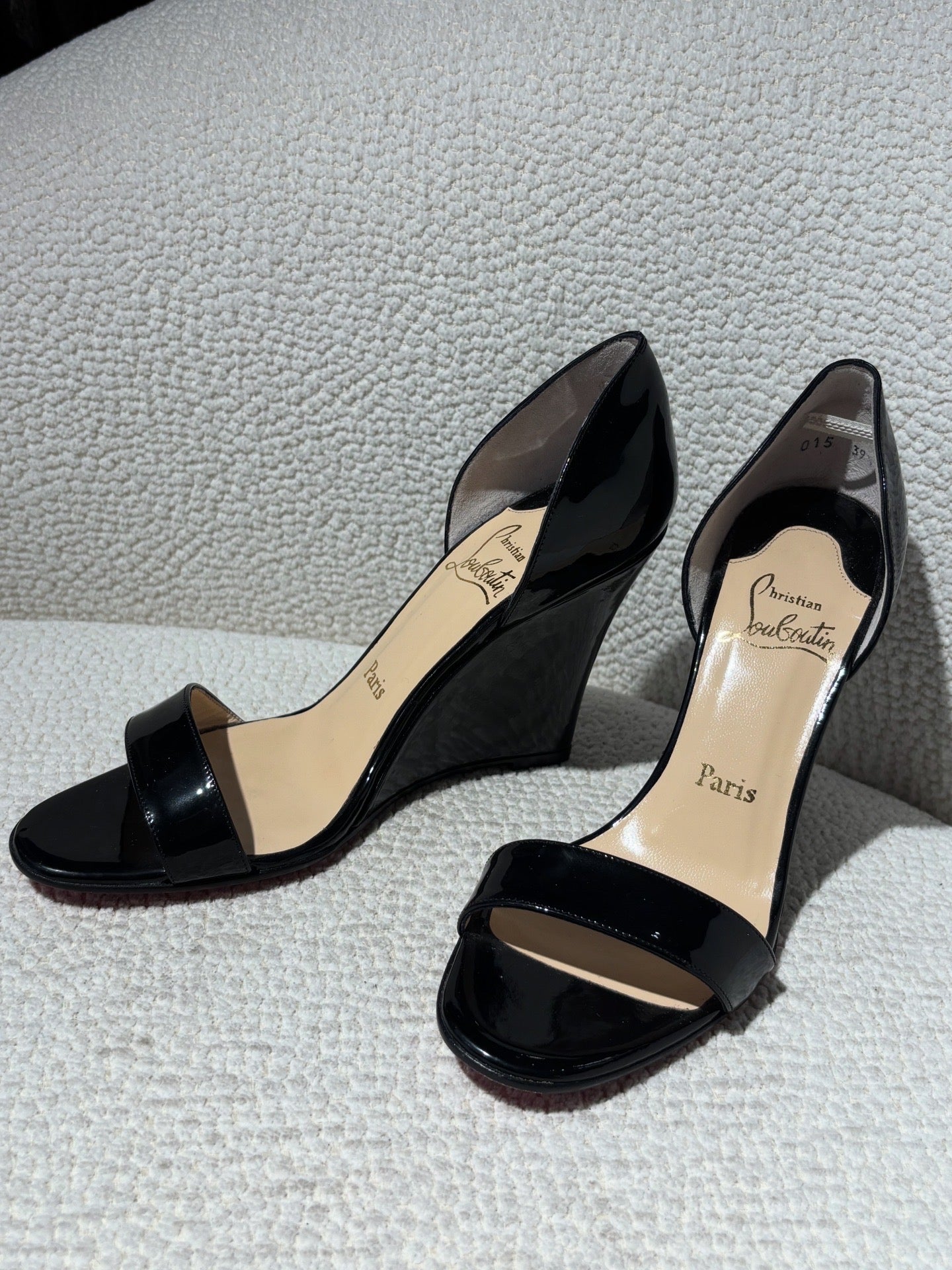 Christian Louboutin Wedge Heels – Black with Red Soles - EU 39.5