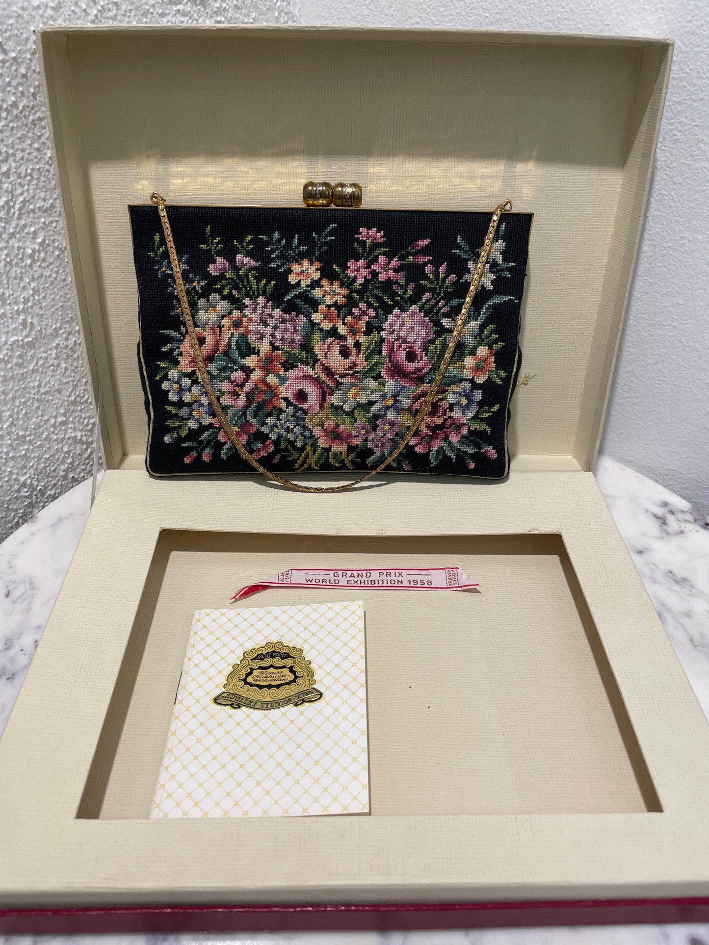 Antique J. Jolles Studios Vienna Petit Point Evening Bag – Complete with Original Box