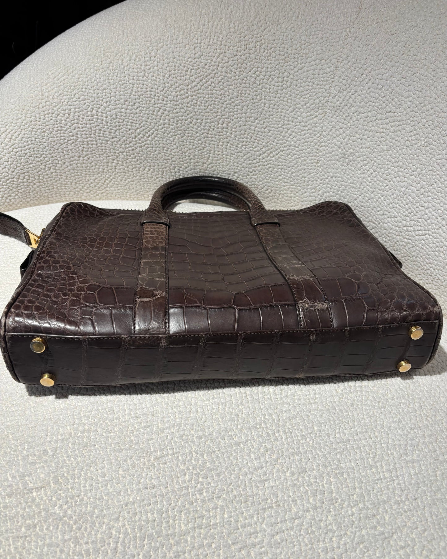 Tom Ford Attaché - Real Crocodile in Brown & Gold Zipper